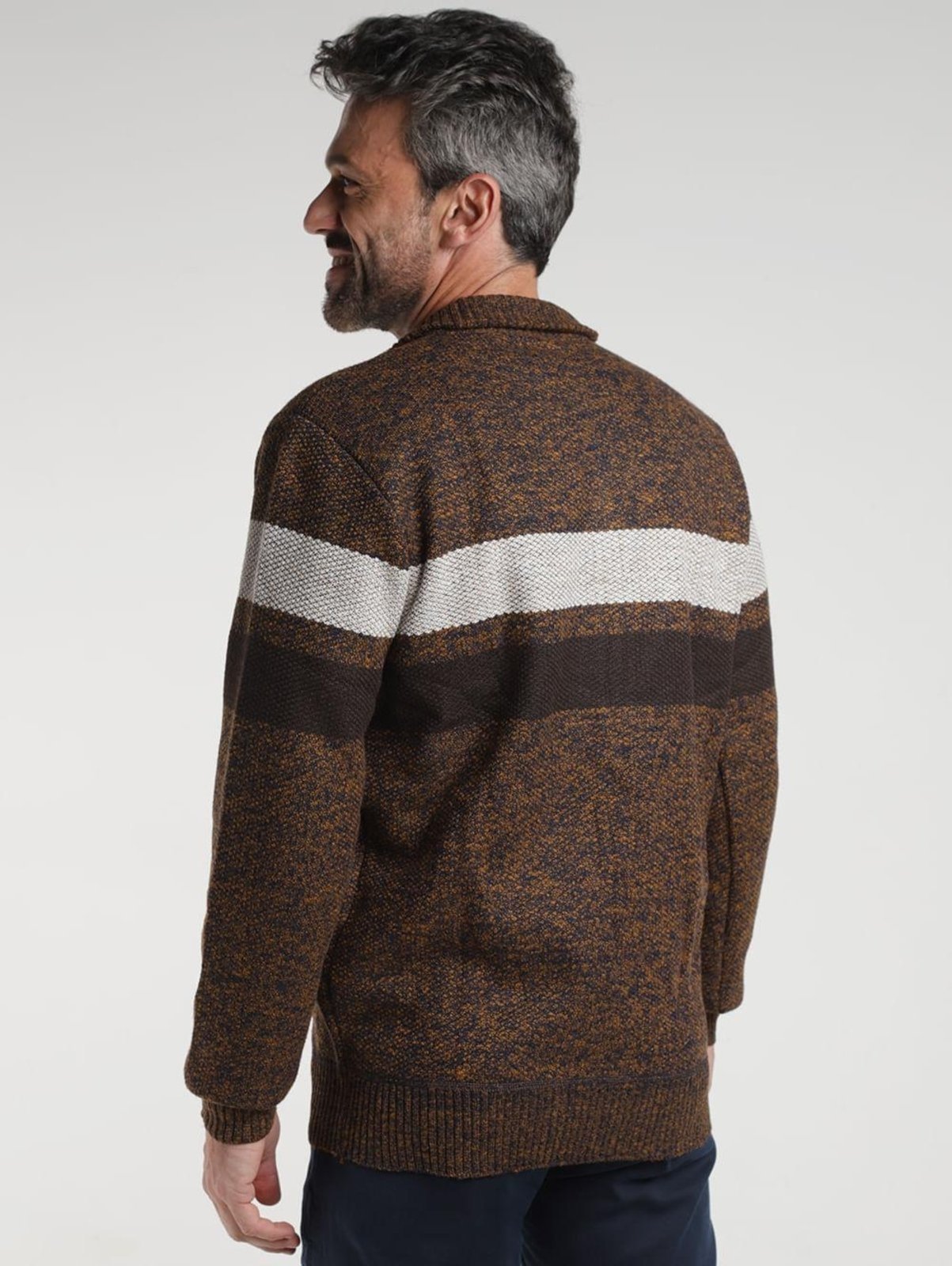 Vista 3 Cardigan Elétron Masculino - AREIA amarelo Elétron amarelo