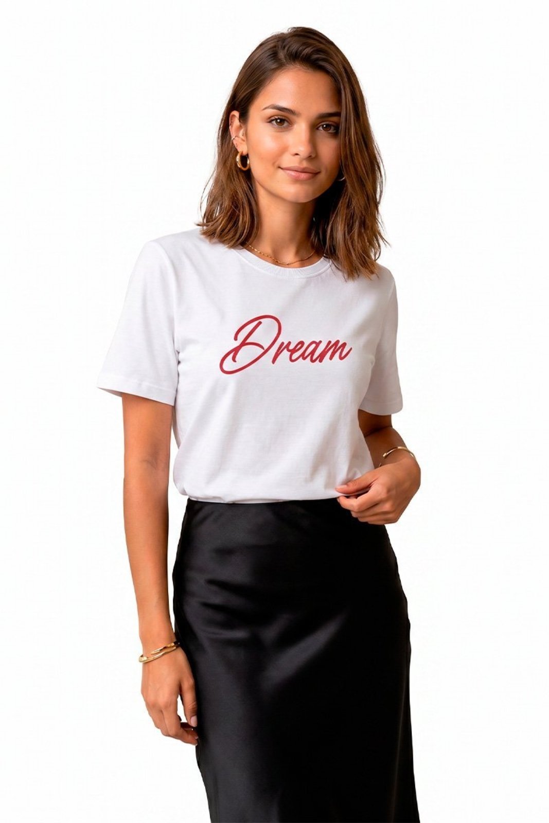 T-shirt Feminina Cianitas Branca Estampa Dream