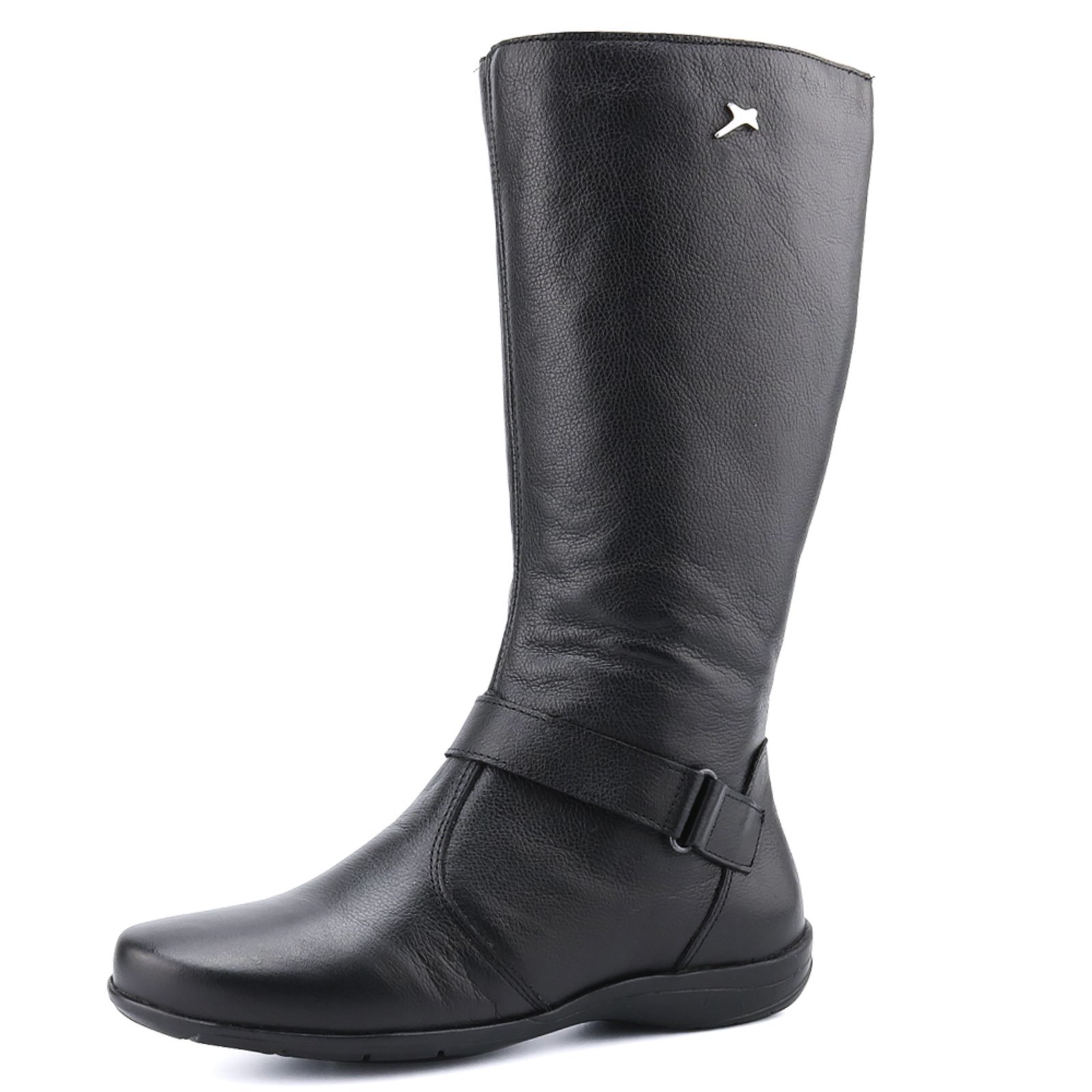 Bota Rasteira Mr. Gutt Couro Cano Longo Liso Preto
