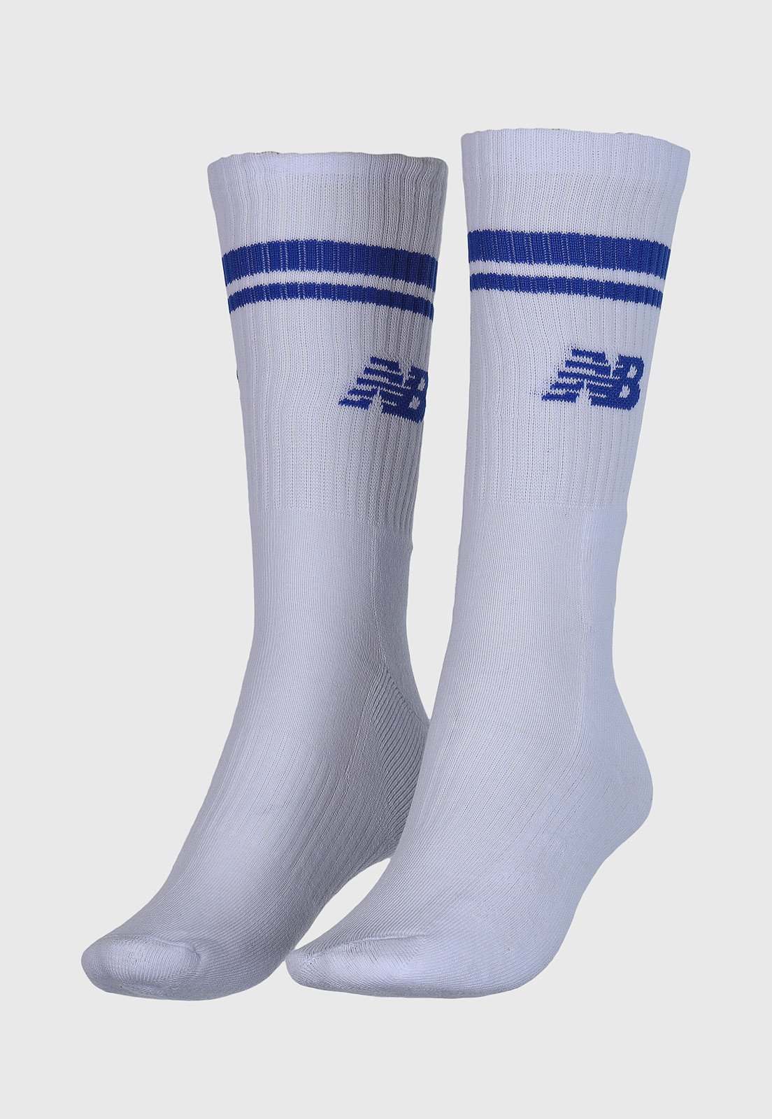 Meia New Balance Cano Alto Listrada Branca