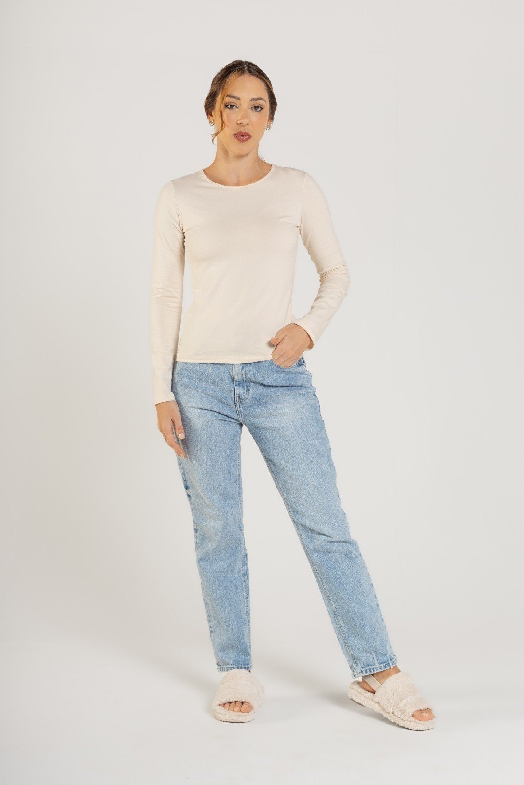 Blusa Manga Longa Feminina Just Basic Bege