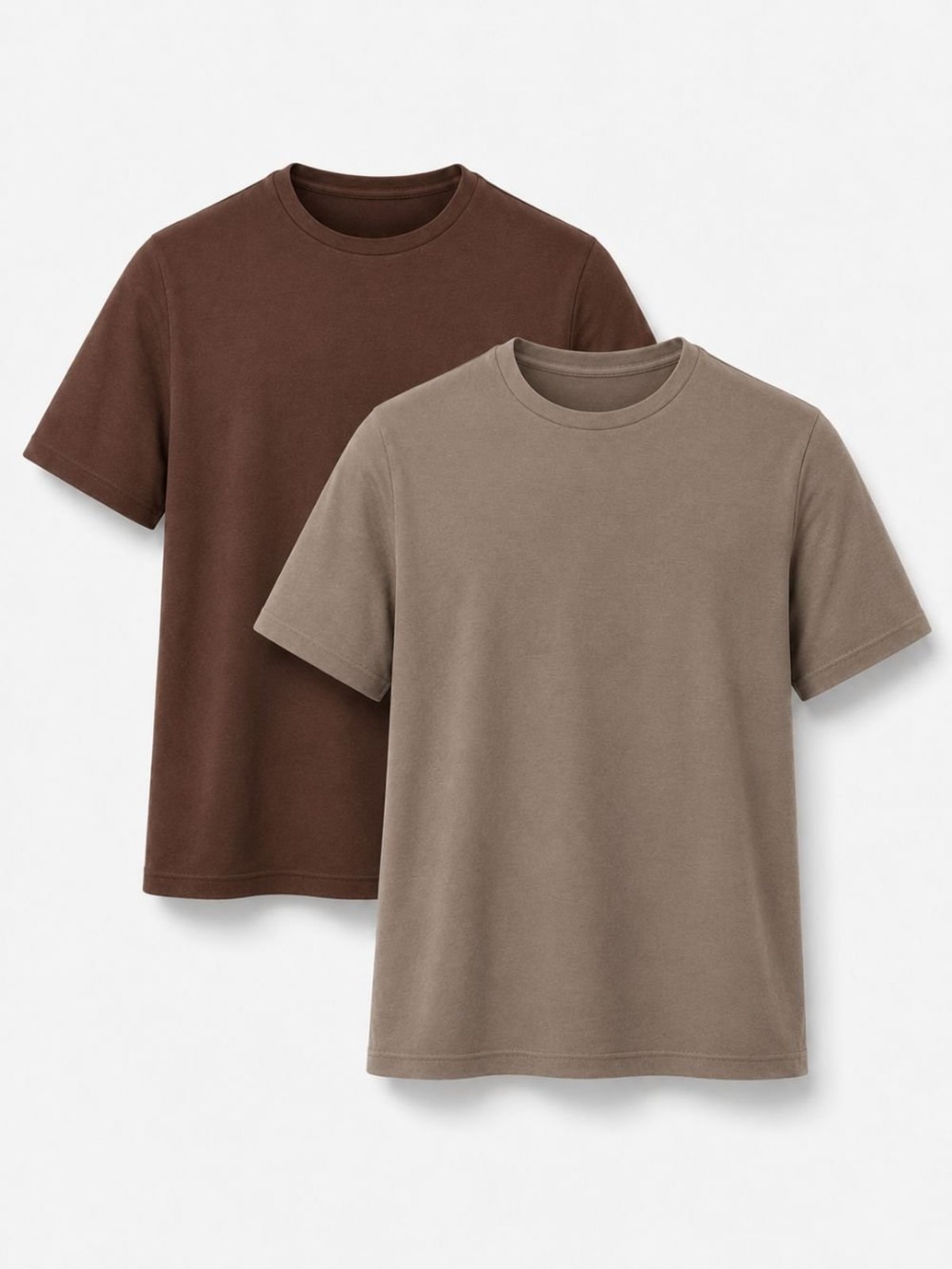 Kit 2 Camisetas Masculina Básica Slim Fit Tech com elastano Café e Kaqui Crocker