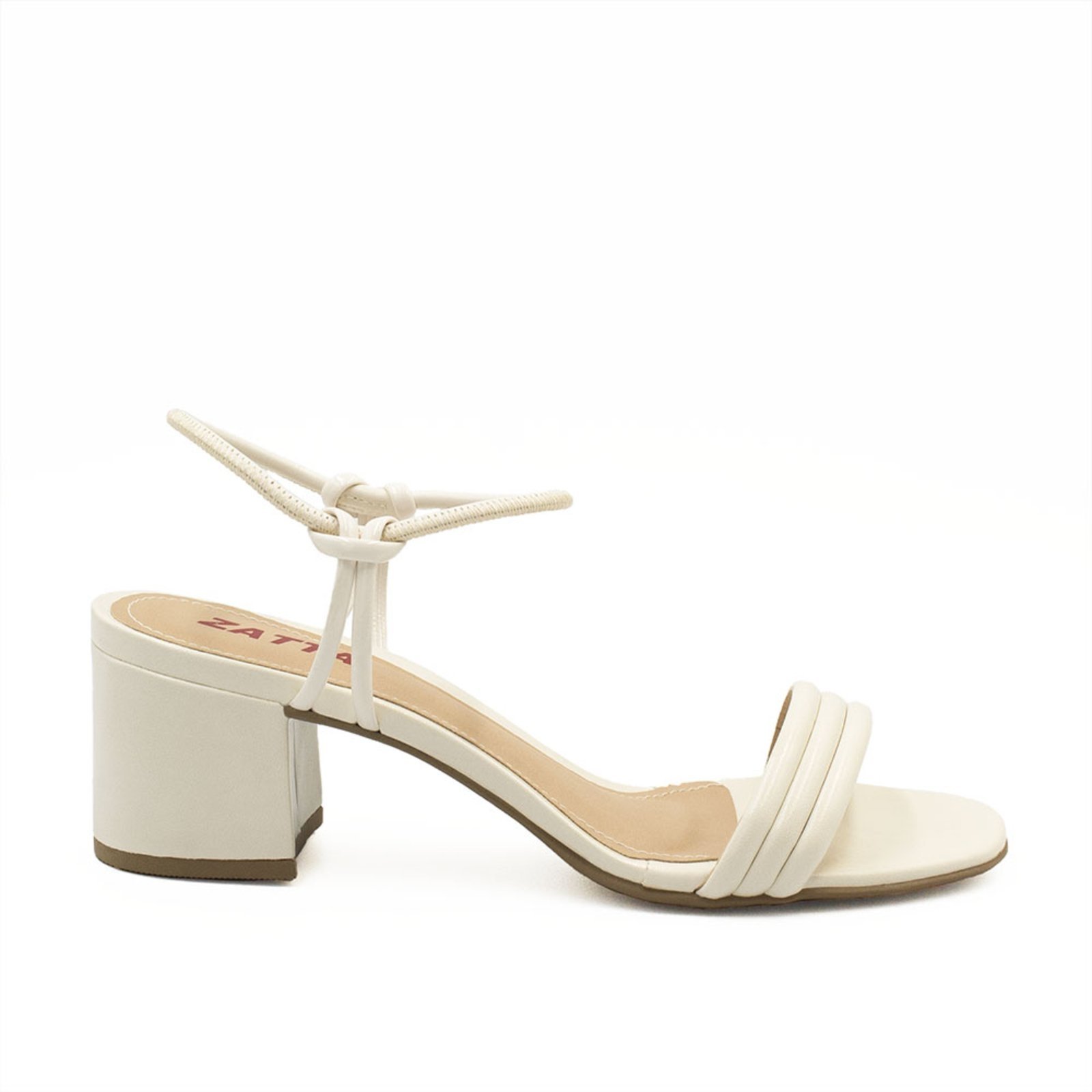 Sandália Zatta Salto Bloco Ines Off White