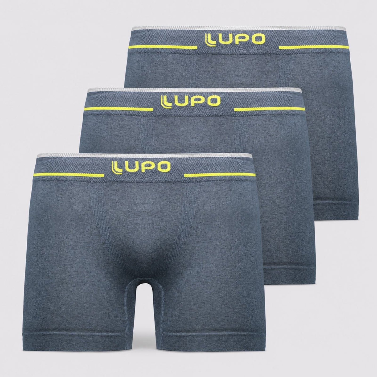 Kit 3 Cuecas Boxer Lupo Microfibra Sem Costura Azul