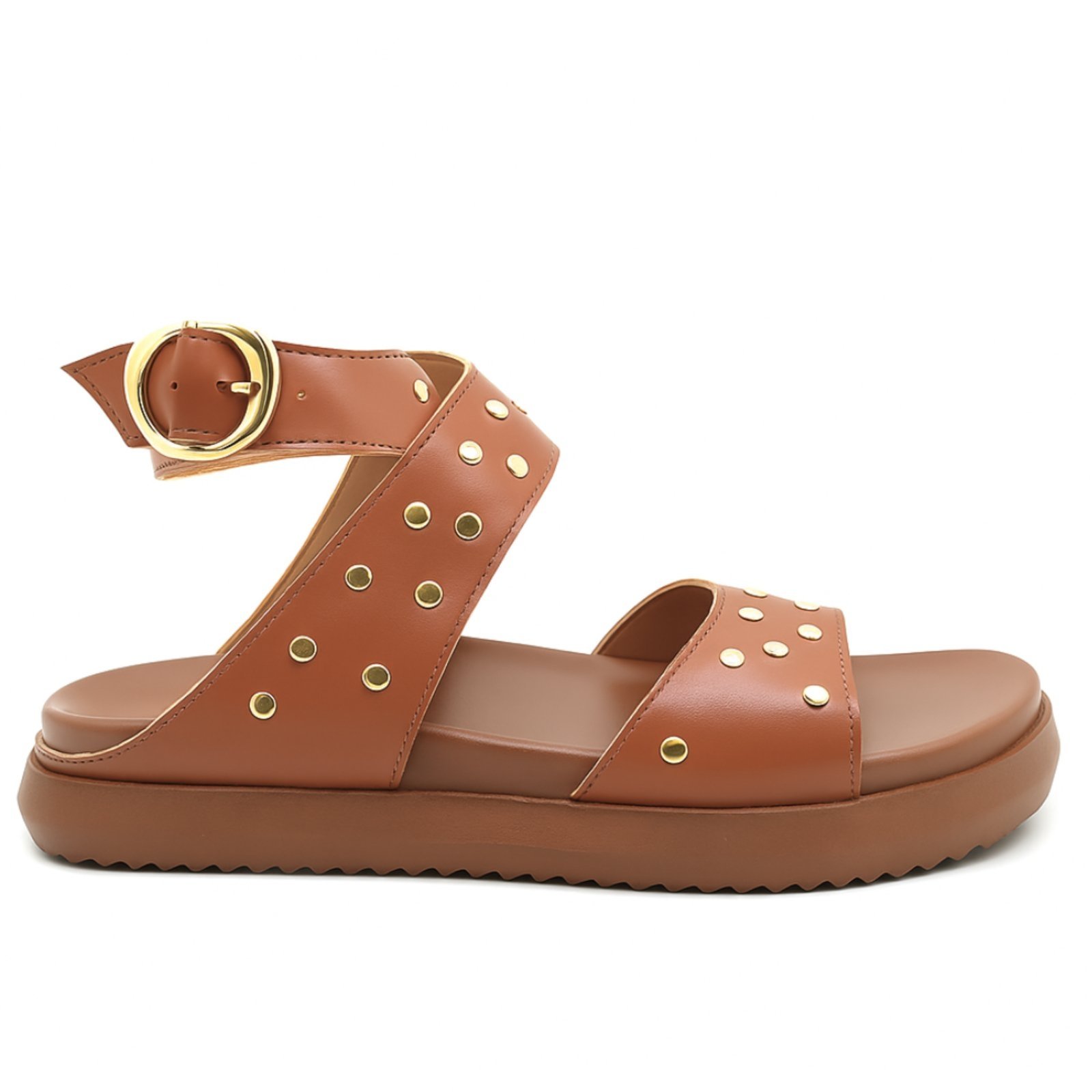 Papete Flatform Feminina Napa Caramelo Confortável e Estilosa 004