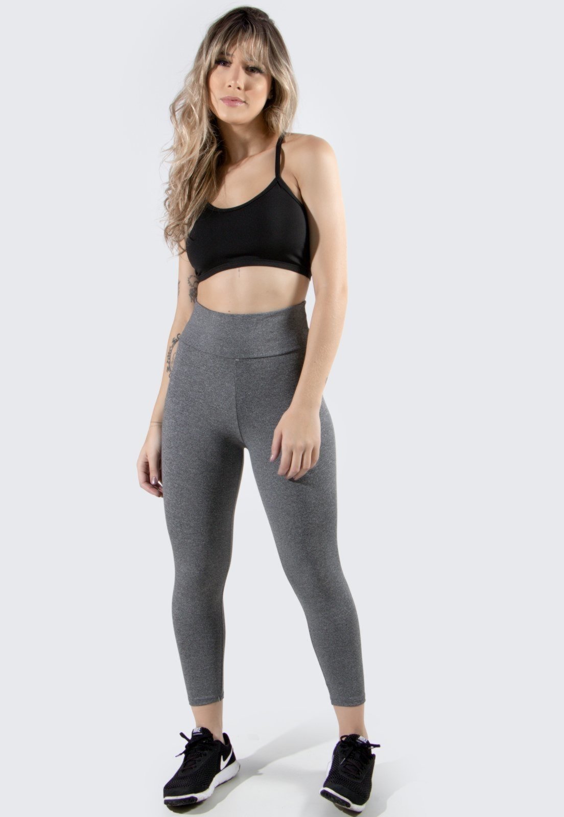 Calça 4 Estações Legging Corsário Midi Curta Cintura Alta Feminino Cinza