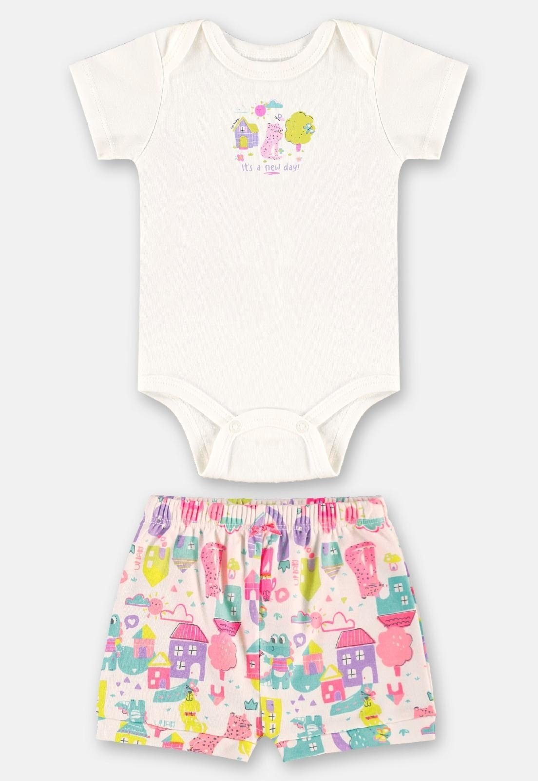 Infantil - Conjunto Menina em Suedine Up Baby Off-White