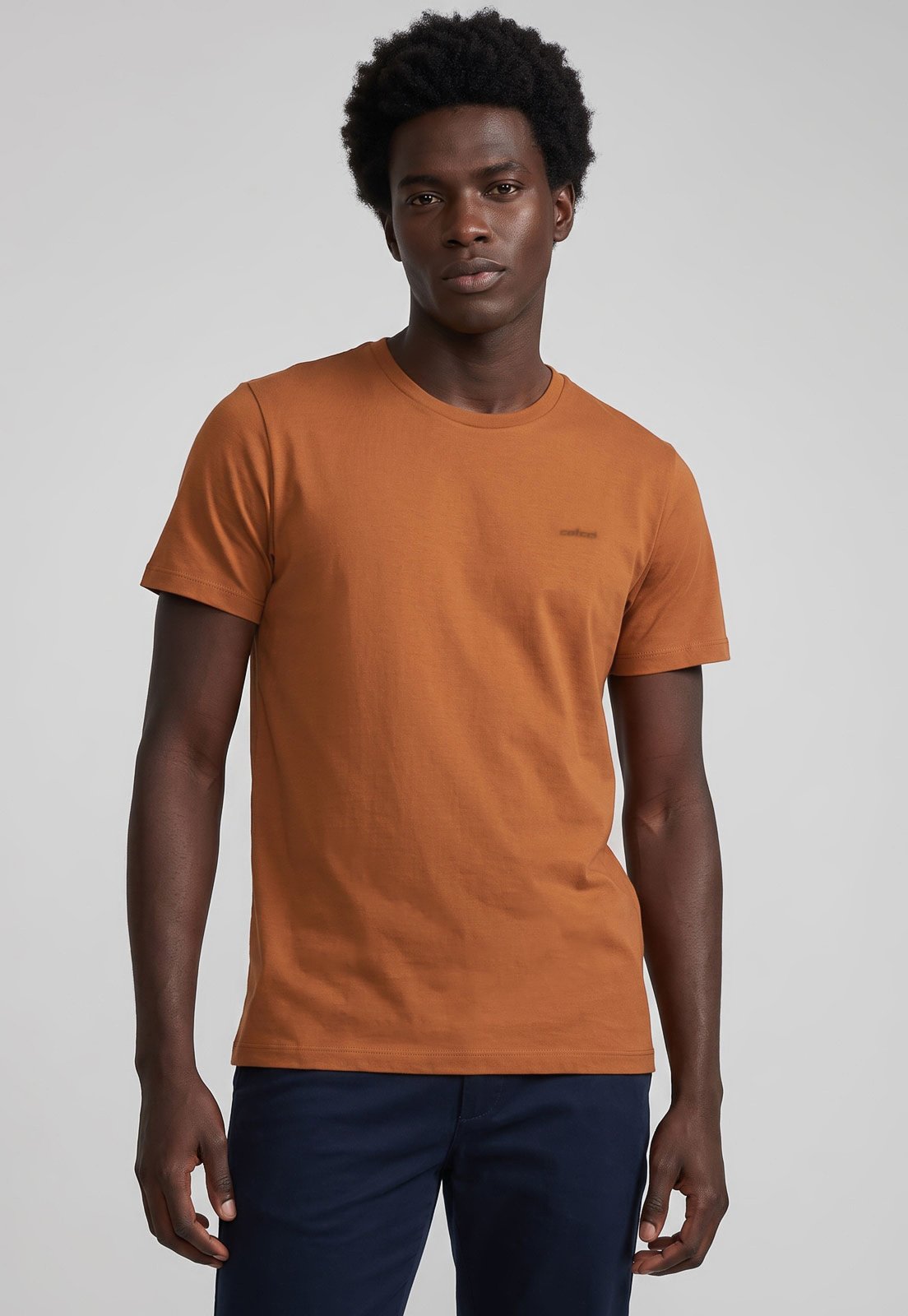 Camiseta Masculina Colcci Decote Redondo Caramelo