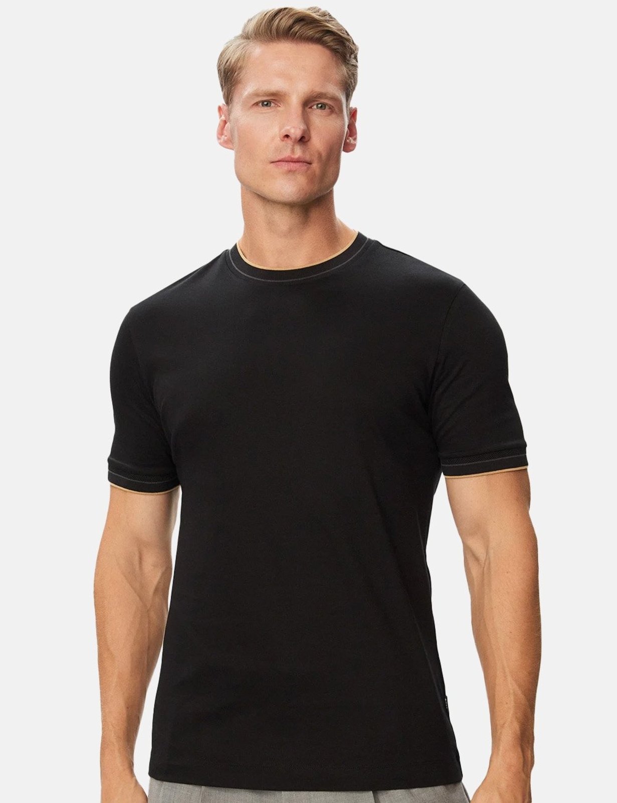 Camiseta Hugo Boss Masculina Slim Fit Mercerised H-Tessler 195 Preta