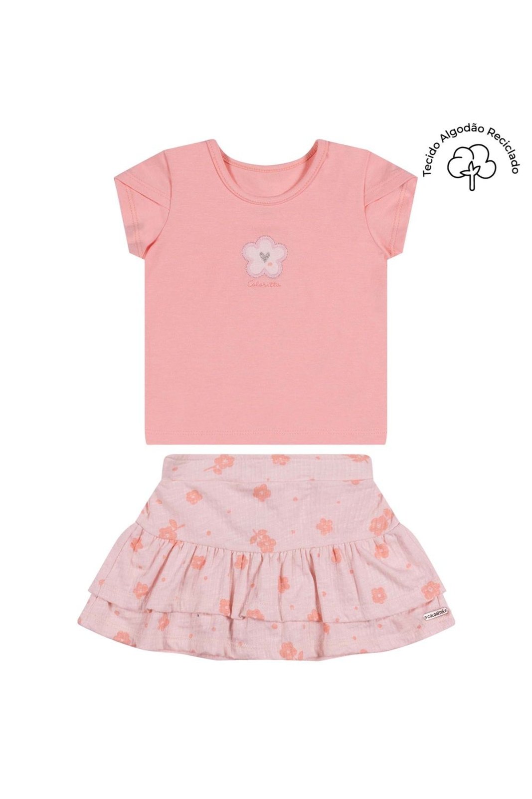 Infantil - Conjunto Menina Curto Flores Colorittá Rosa
