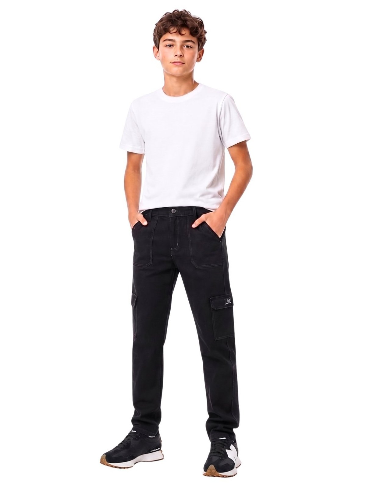 Infantil - Calça Sarja Crawling Cargo Juvenil Masculina Preta