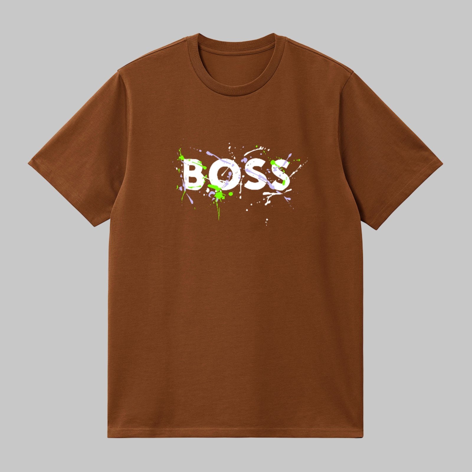 Camiseta Básica Boss Estampa Street Art Grafite Casual Marrom
