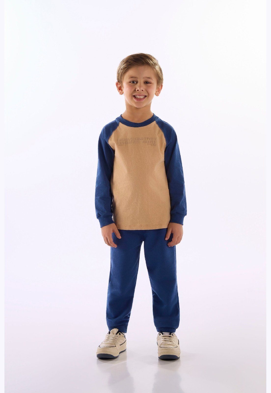 Infantil - Conjunto Raglan Aventura Up Baby Bege