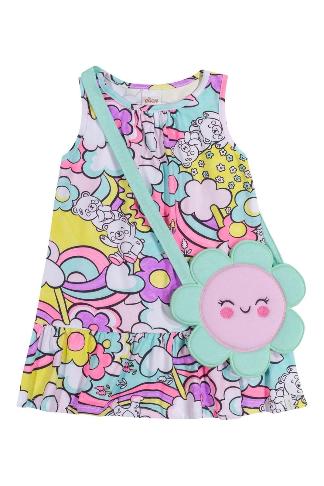 Infantil - Vestido Menina Com Bolsa Floral Elian Rosa