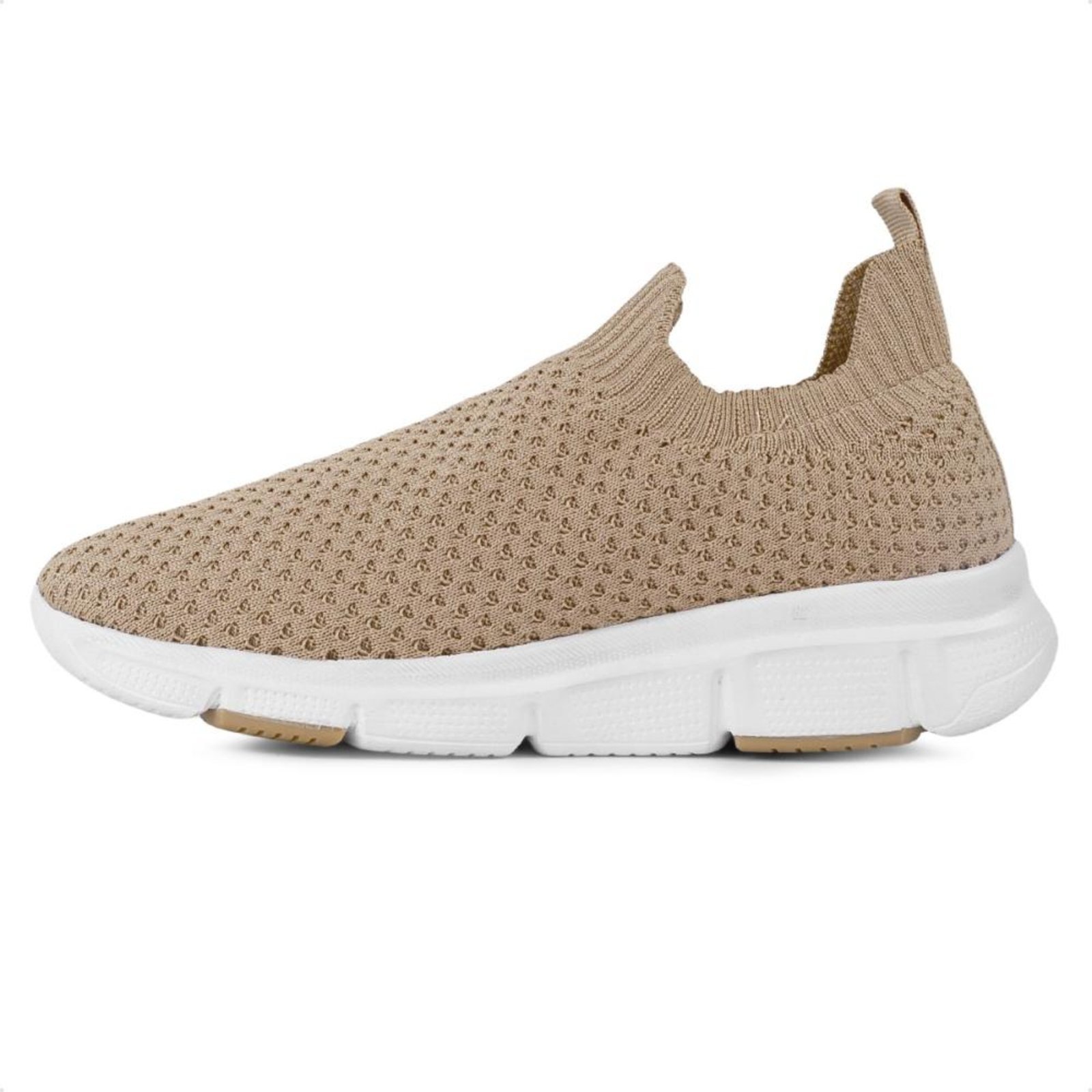Vista 3 Tênis Comfortflex Knit Elastic Slip On Feminino bege Comfortflex bege