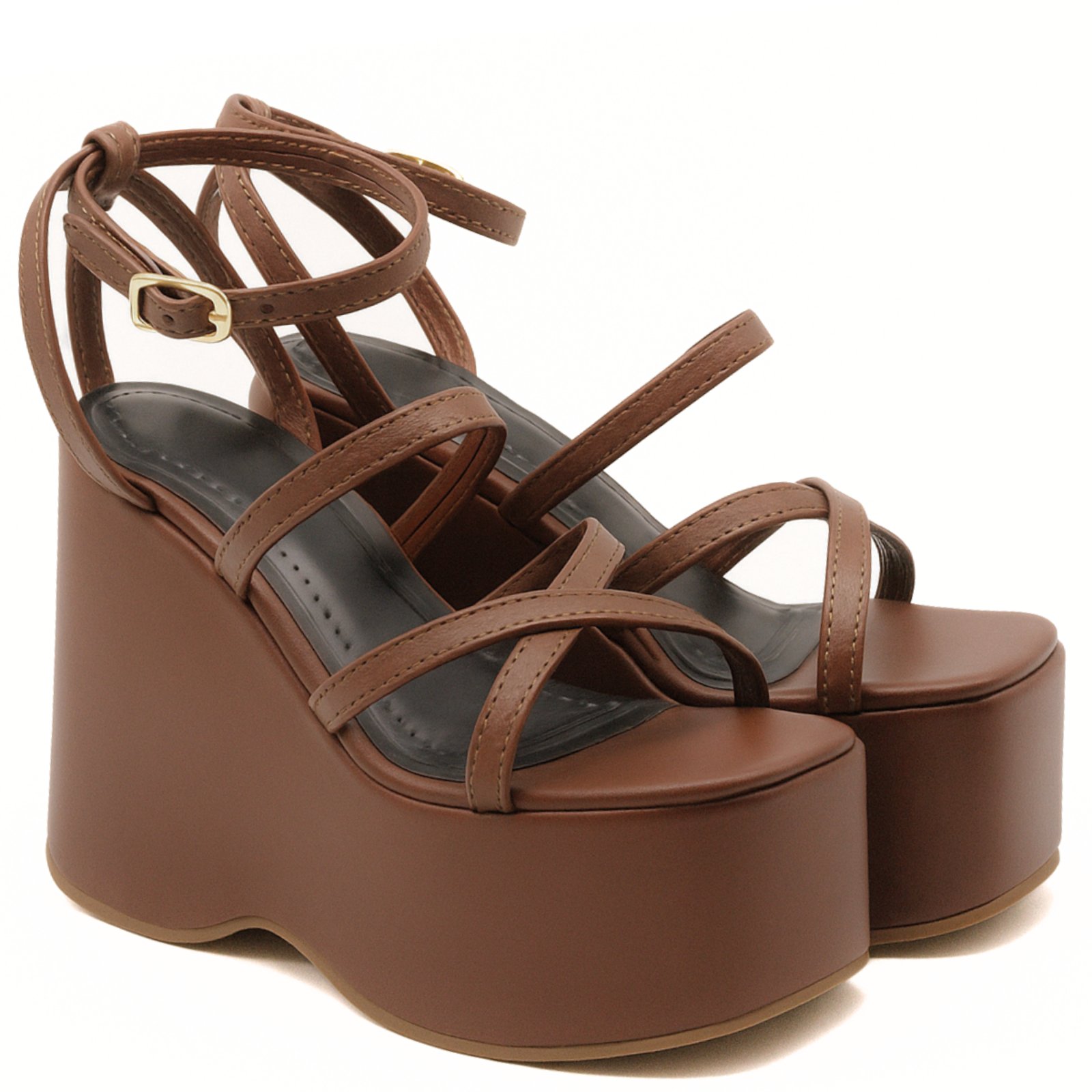 Sandália Feminina Anabela Com Tiras 182158 Floter Cacau Hannah Footwear