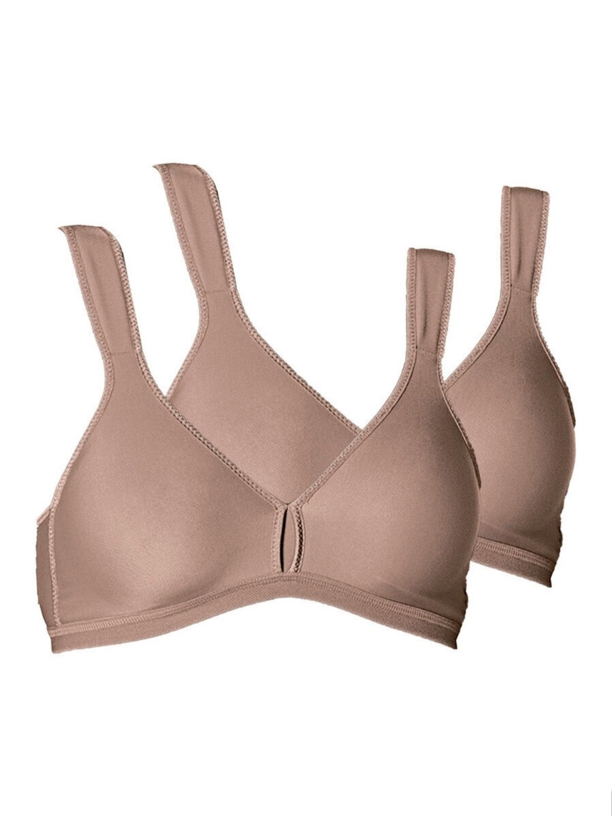 Kit com 2 Sutiãs sem Aro e sem Bojo Olimpo Conforto Demillus 61004 Bege