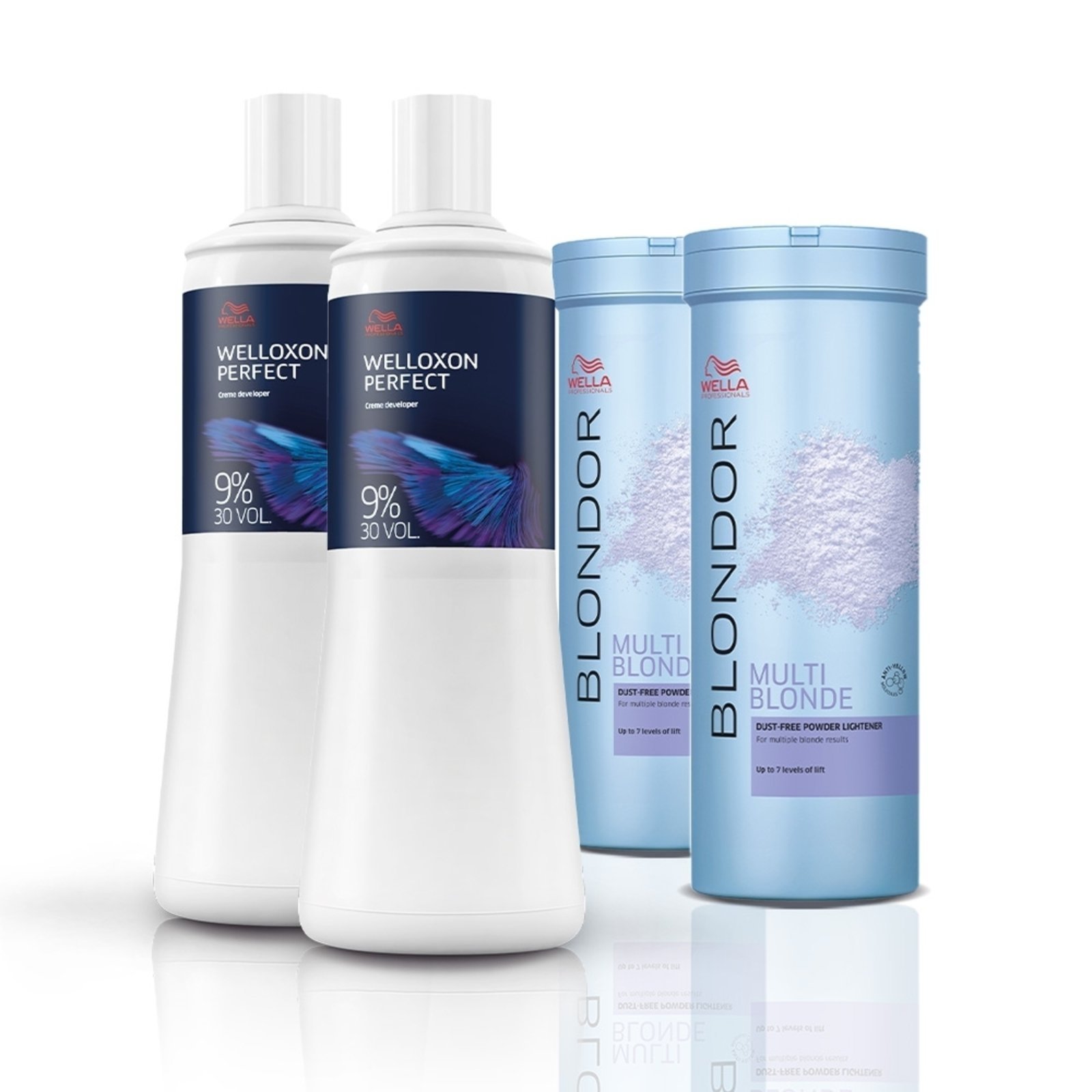 Kit Wella Blondor Pó Descolorante 400g e Oxidante 9% 30V Duplas (4 produtos)