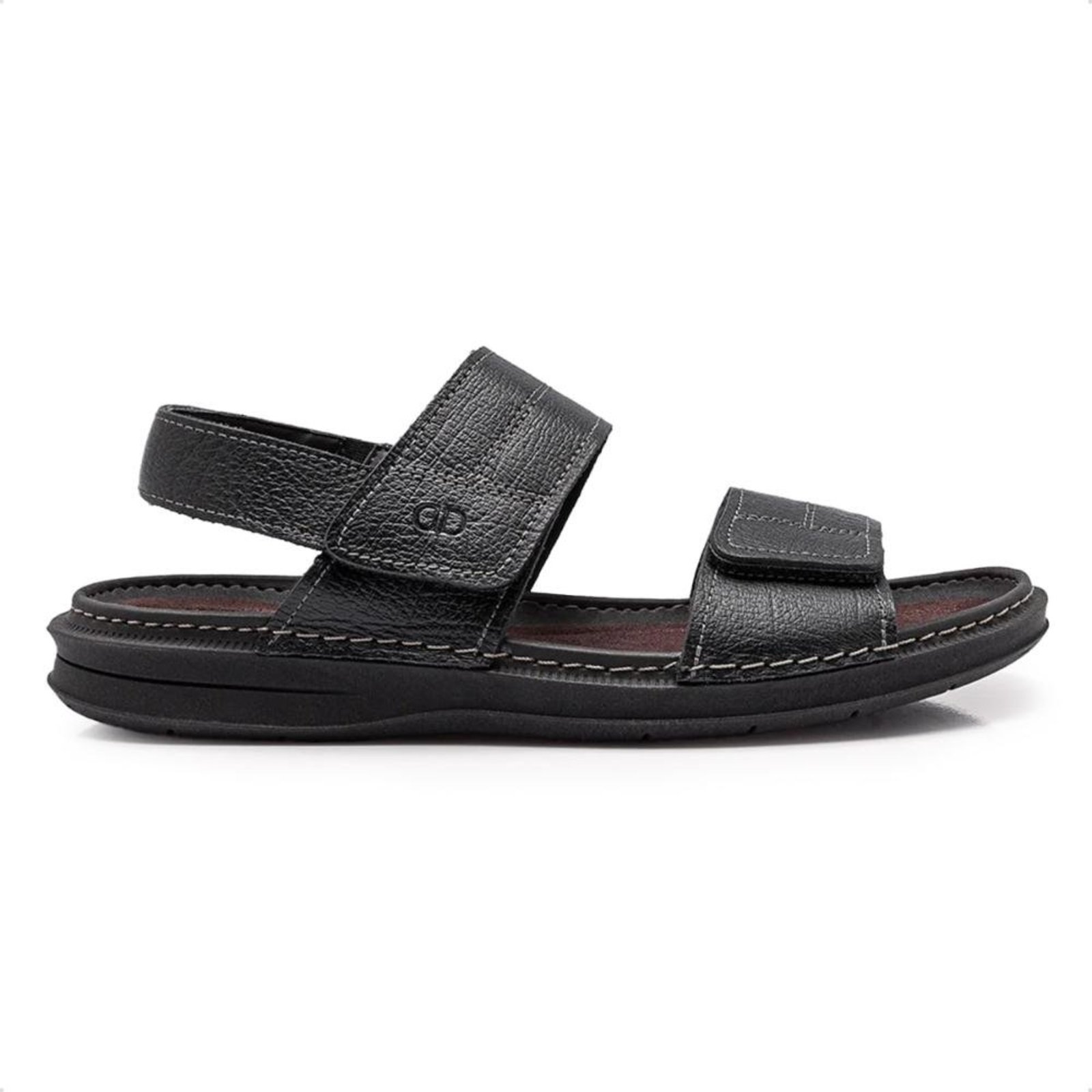 Sandália de Couro Democrata Masculina Easy Lazy 693104 Preto