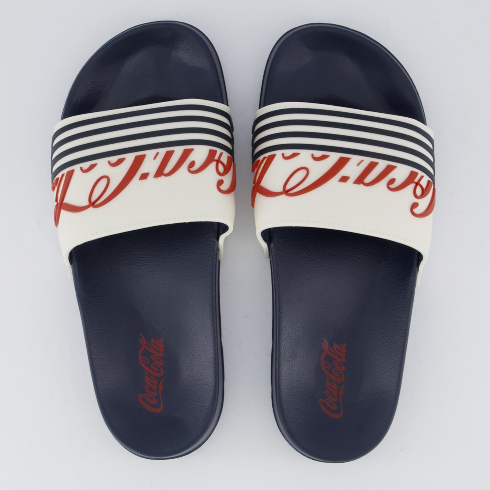 Chinelo Coca Cola Slide Motion Marinho e Off White