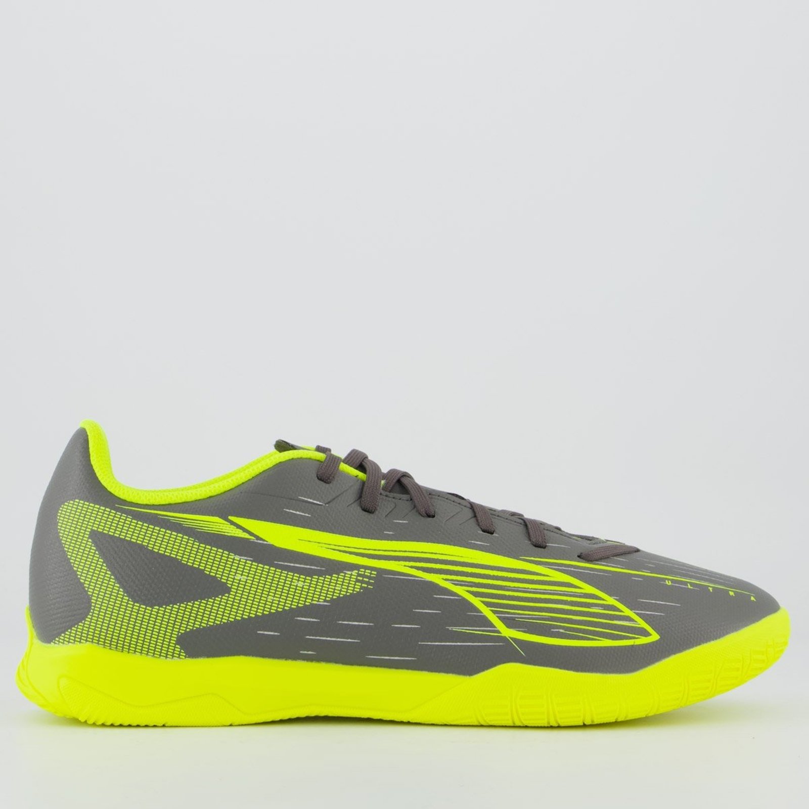 Chuteira Puma Ultra 5 Play IT Futsal Cinza e Amarelo