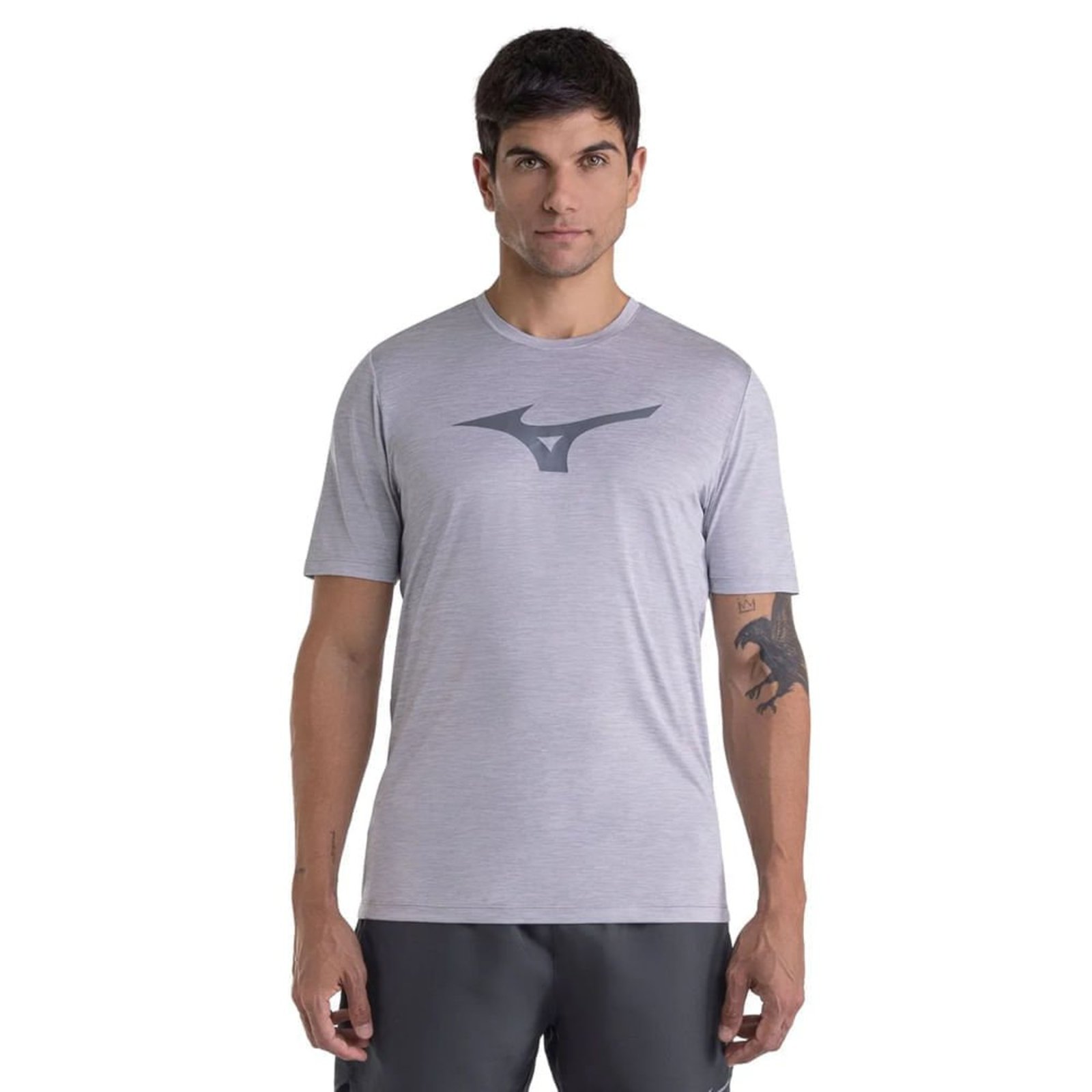 Camiseta Masculina Mizuno Spark Corrida Cinza Mescla