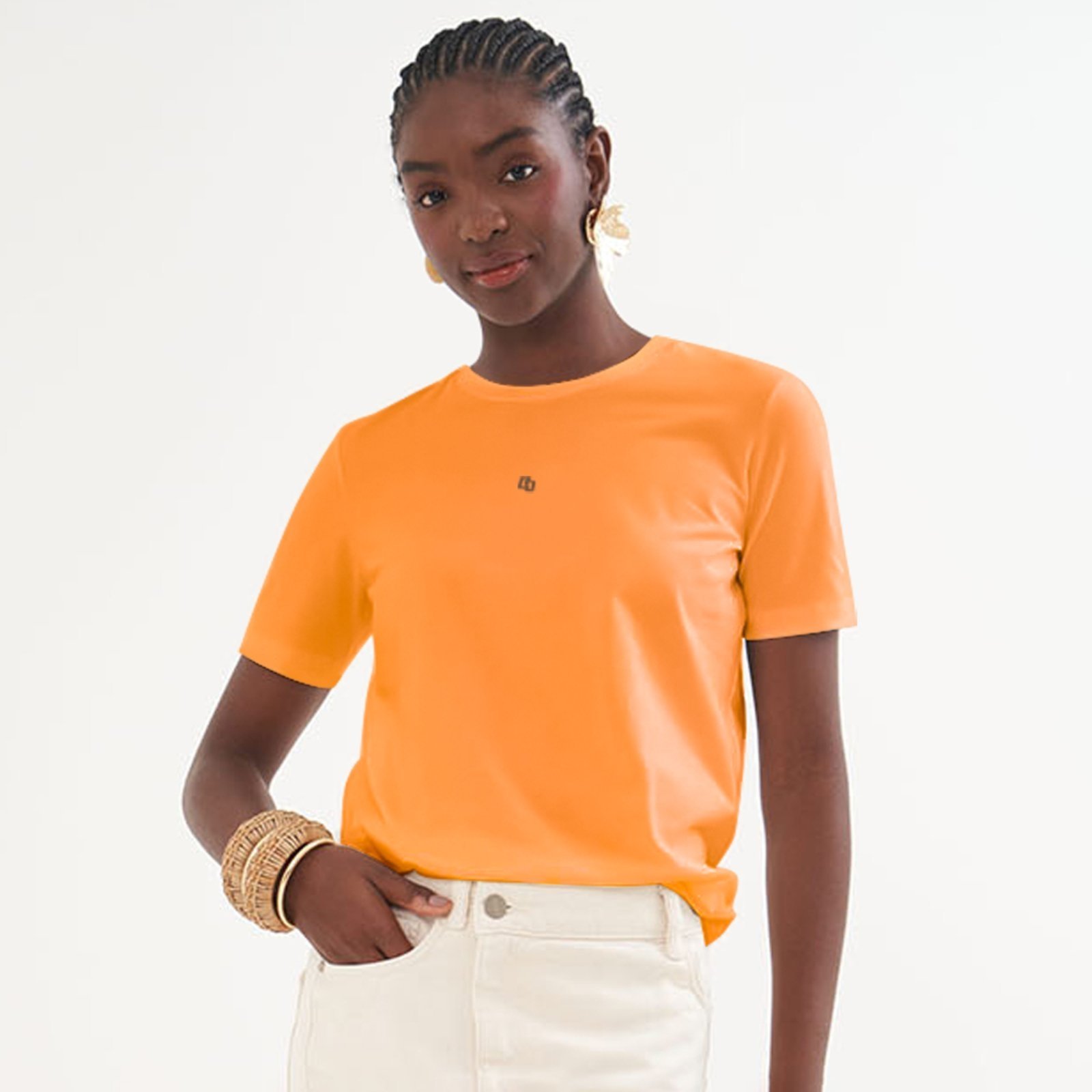 Camiseta Colcci Iconic Metal Pr26 Laranja Pitanga Feminino