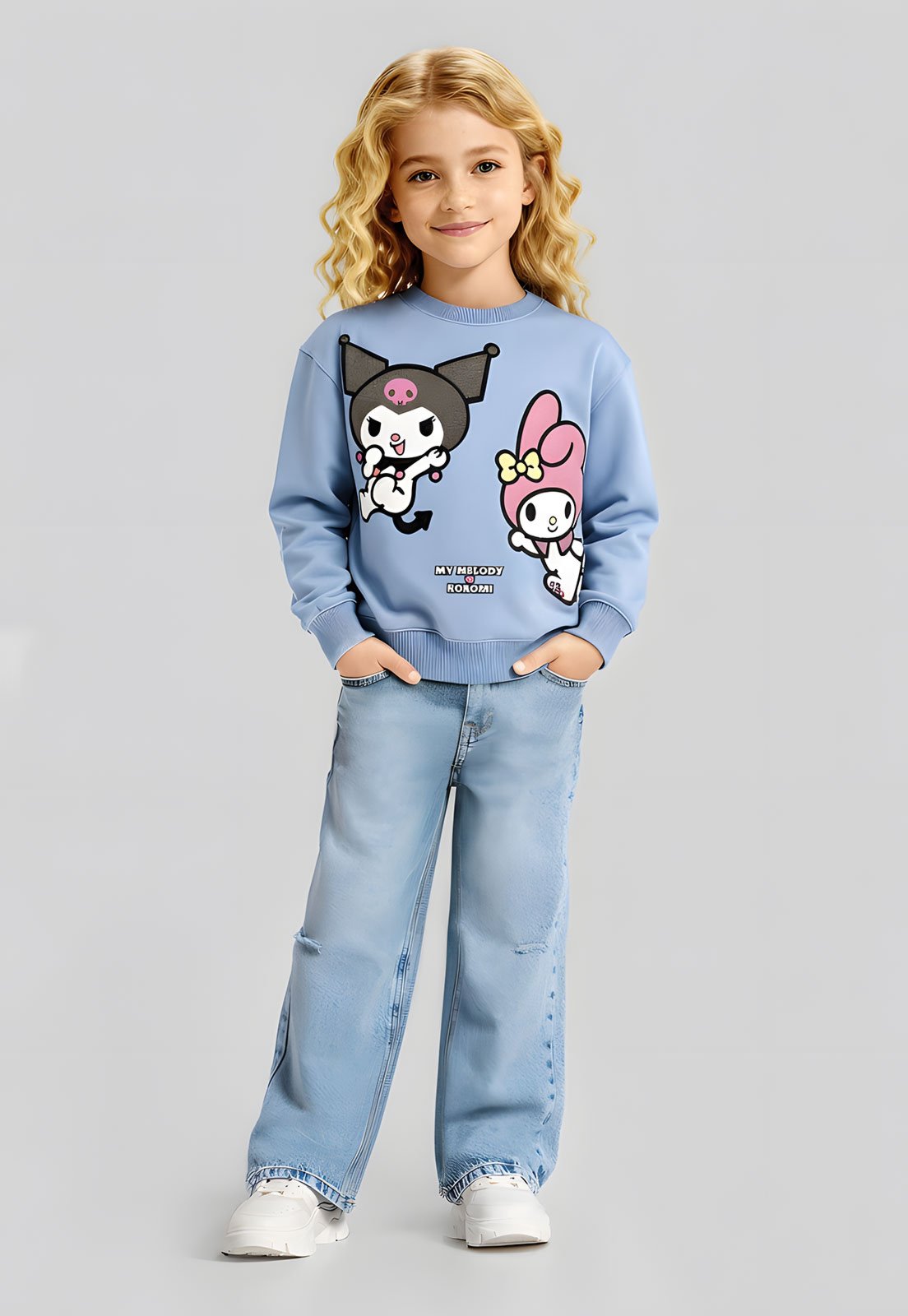 Infantil - Blusa de Moletom Brandili Kuromi My Melody Azul