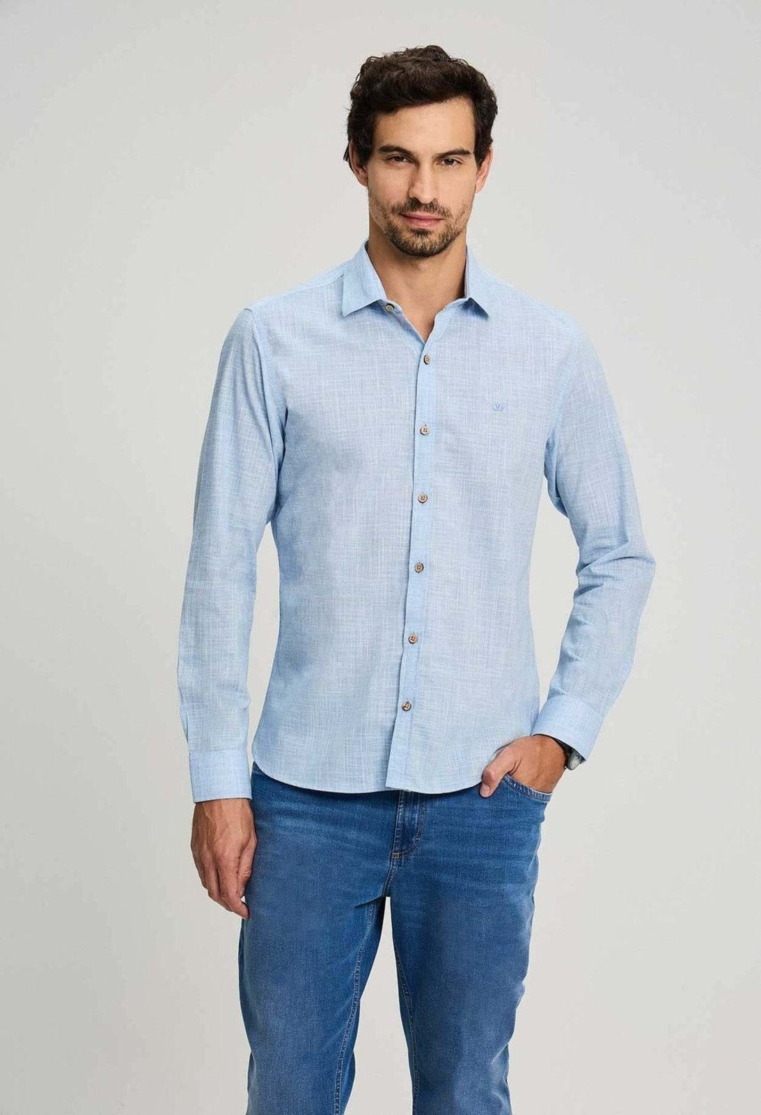 CAMISA DOCTHOS SLIM MANGA LONGA LISA FLAMÊ CAMISA DOCTHOS SLIM MANGA LONGA LISA FLAMÊ 012 AZUL M