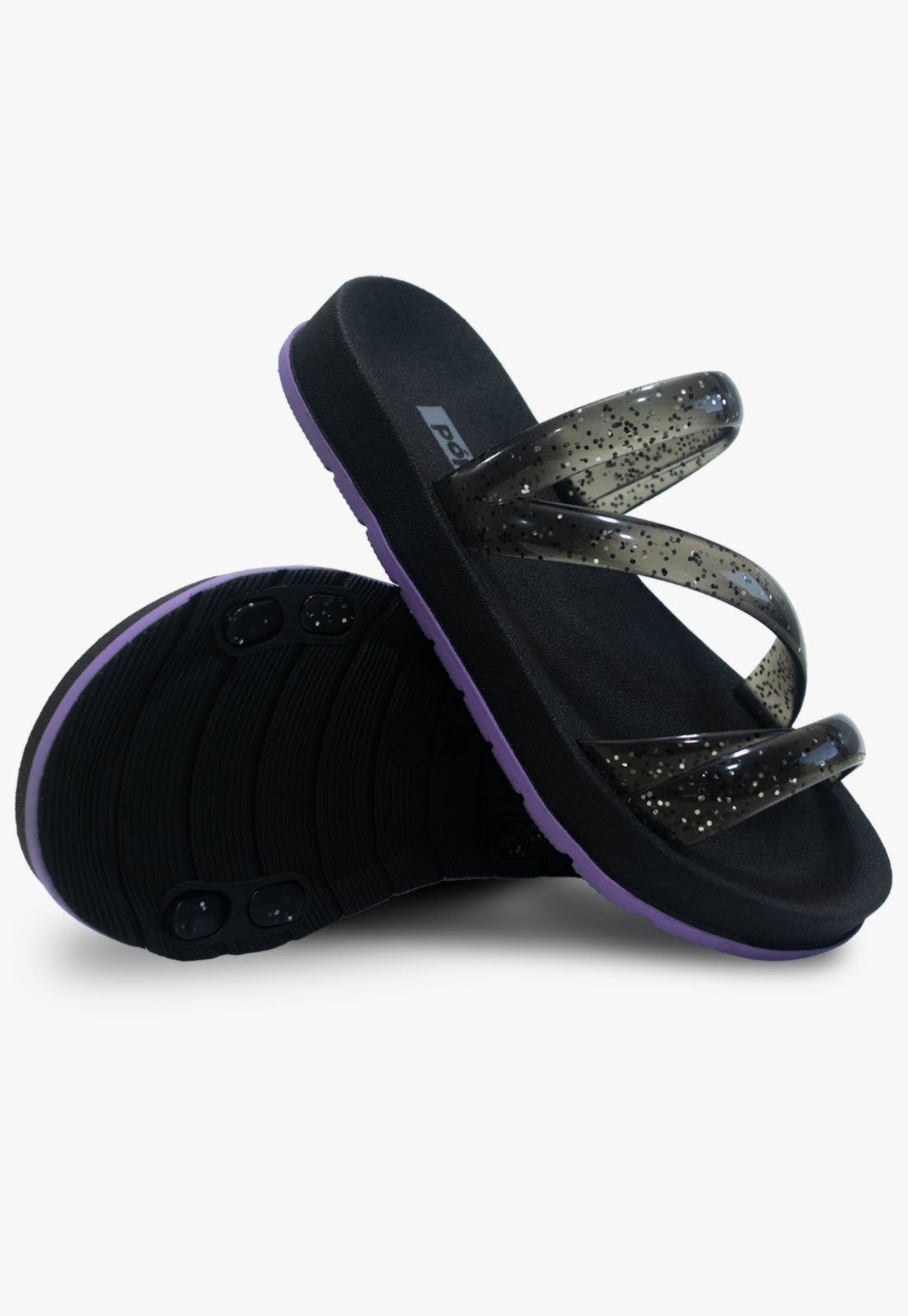 Vista 3 Infantil - Chinelo Pópidi Menina Glitter Fume preto Pópidí preto