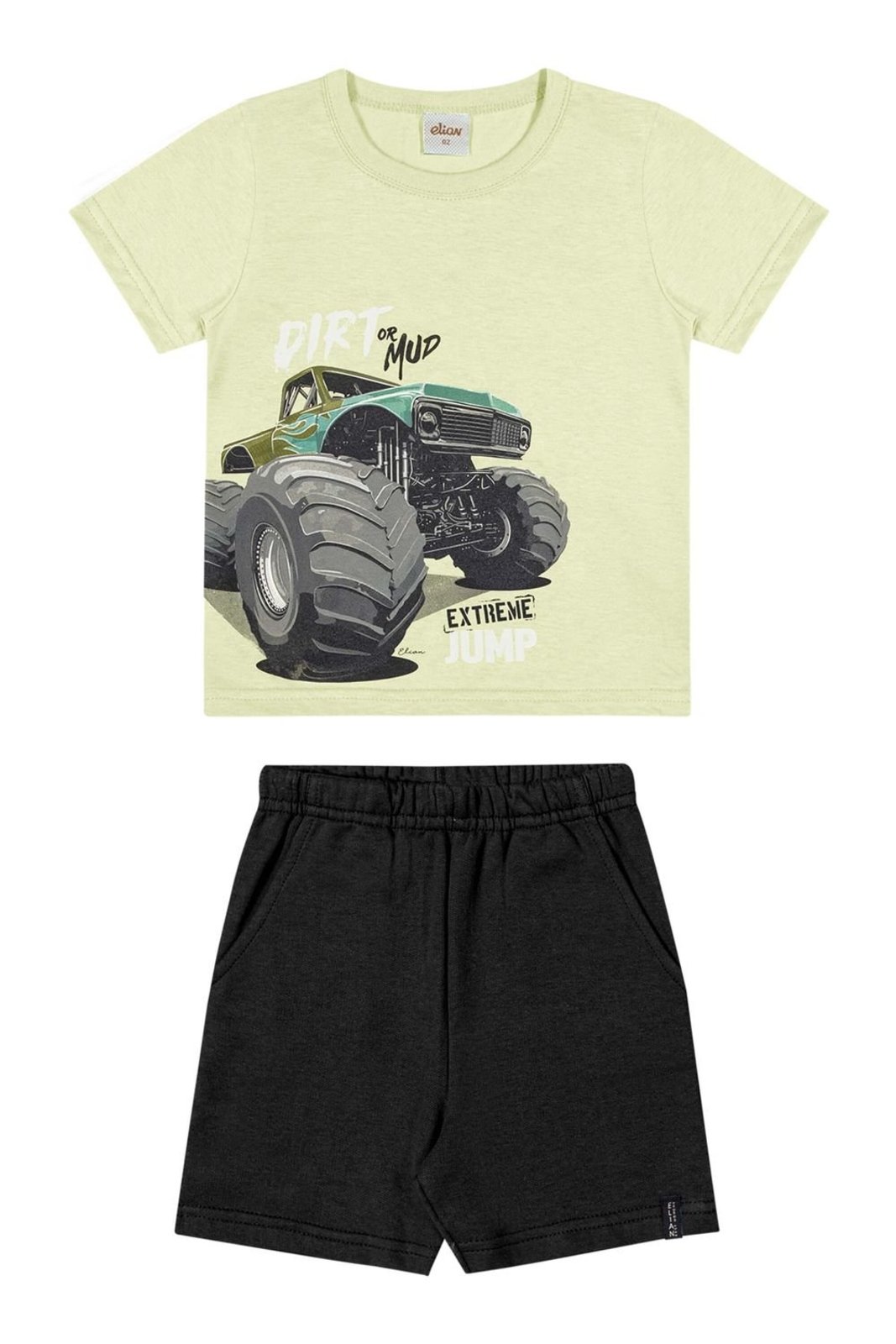 Infantil - Conjunto Menino Monster Truck Elian Verde Claro