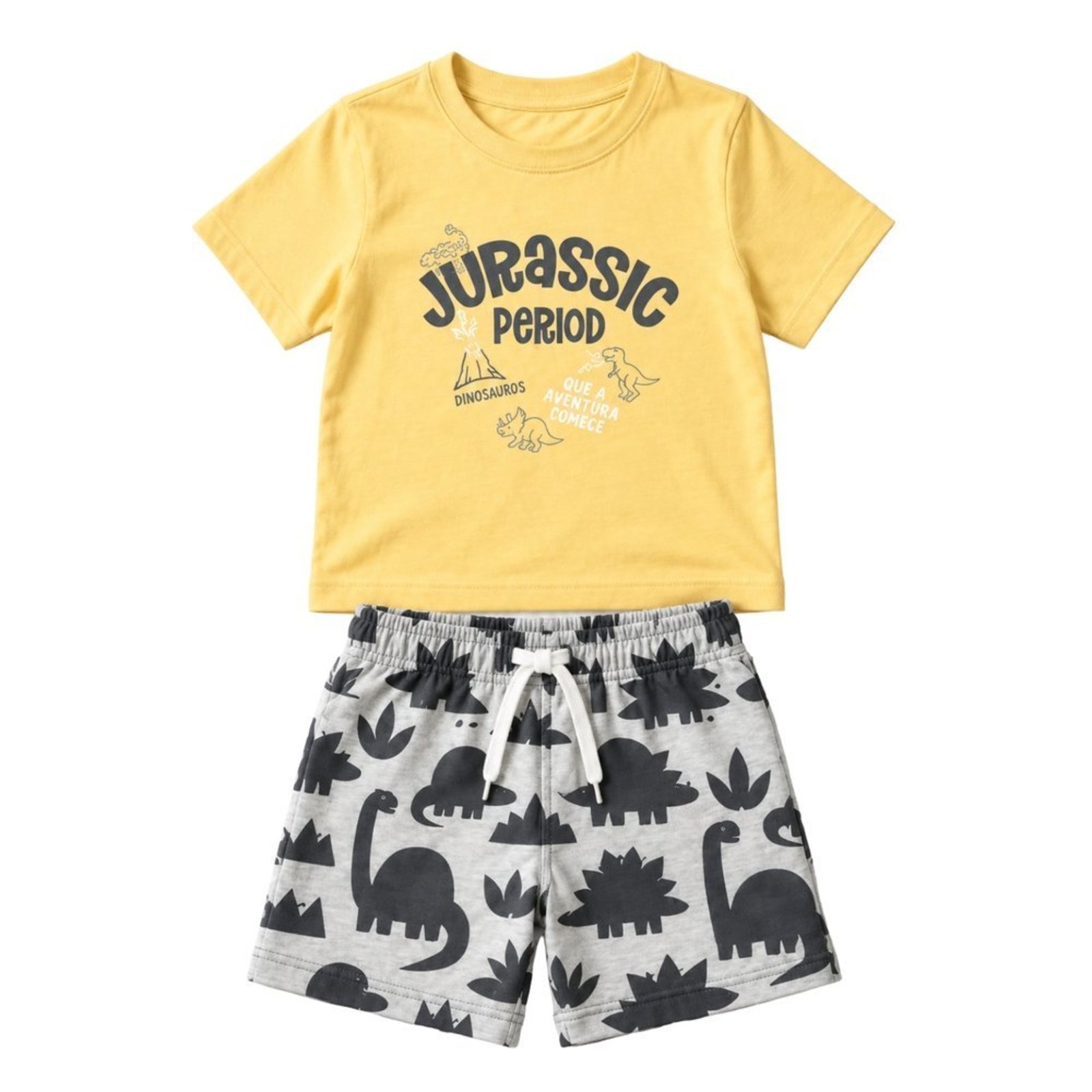 Infantil - Conjunto Menino Camiseta Meia Malha Penteada Bermuda Tactel — foto 4