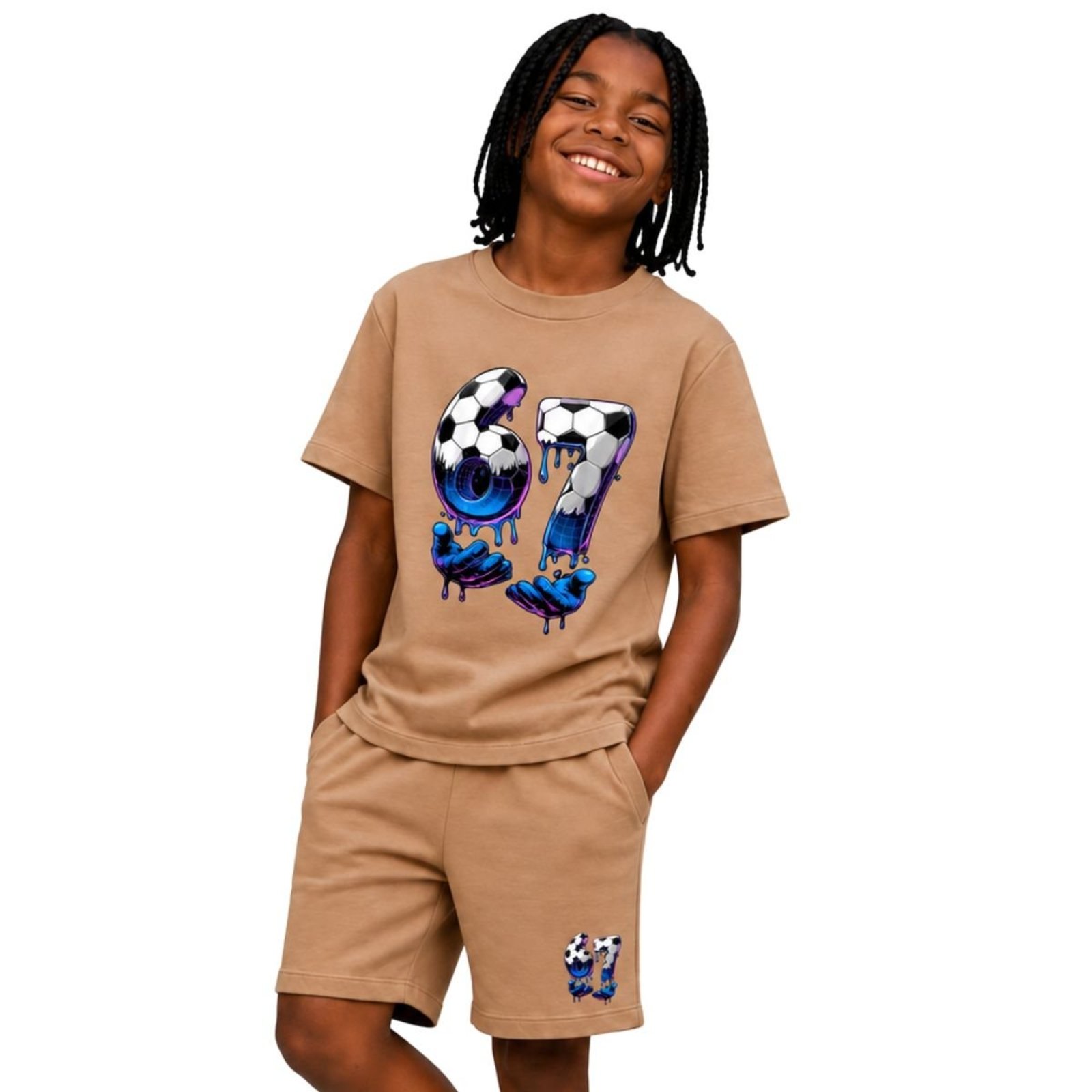 Conjunto Camiseta e Bermuda Suedine Estampado