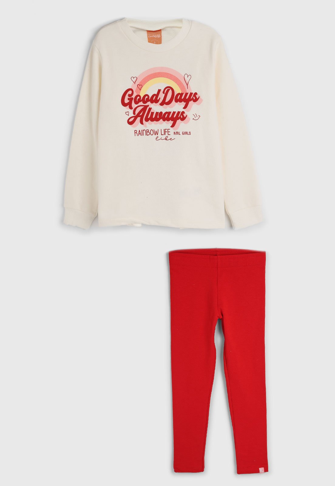 Infantil – Conjunto 2pçs Manga Longa Kamylus Blusa E Calça Branco