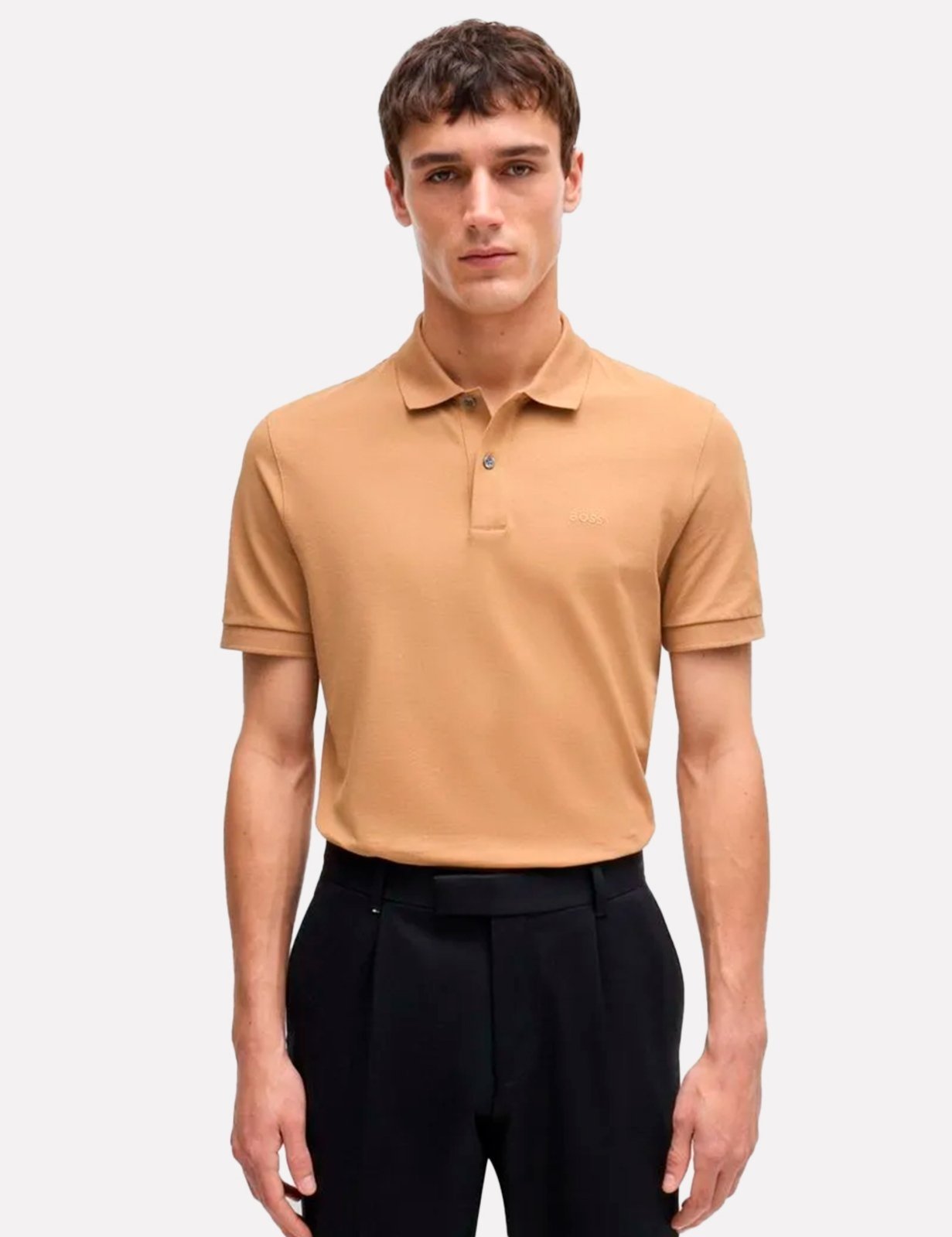 Polo Hugo Boss Masculina Regular Pallas Marrom Claro