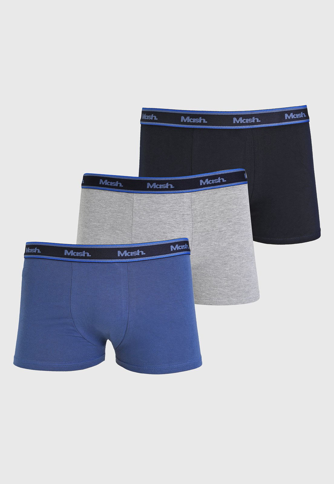 Kit 3pçs Cueca MASH Boxer Logo Cinza