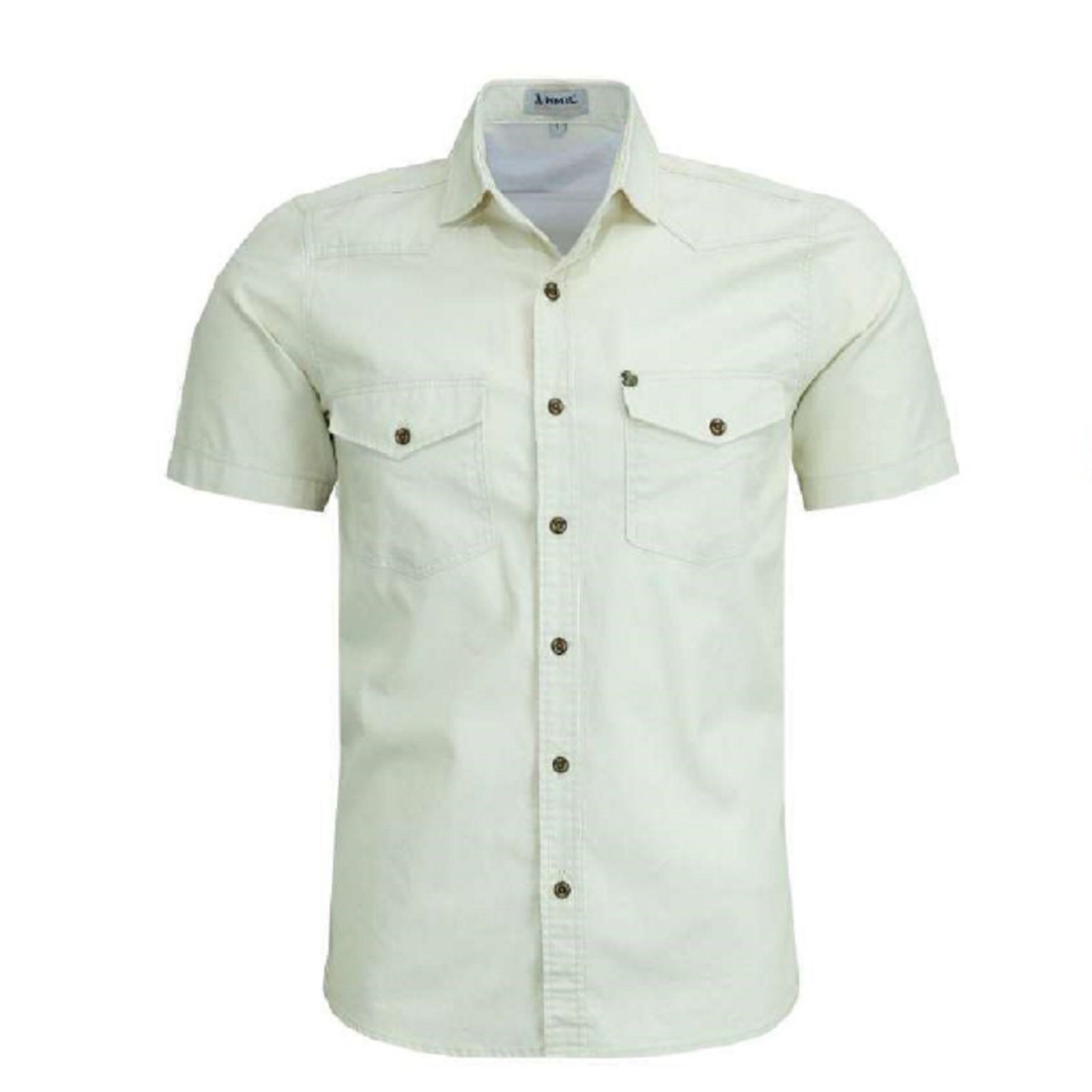 Camisa Social Sarja Estilo Militar Manga Curta Original Amil Chumbo