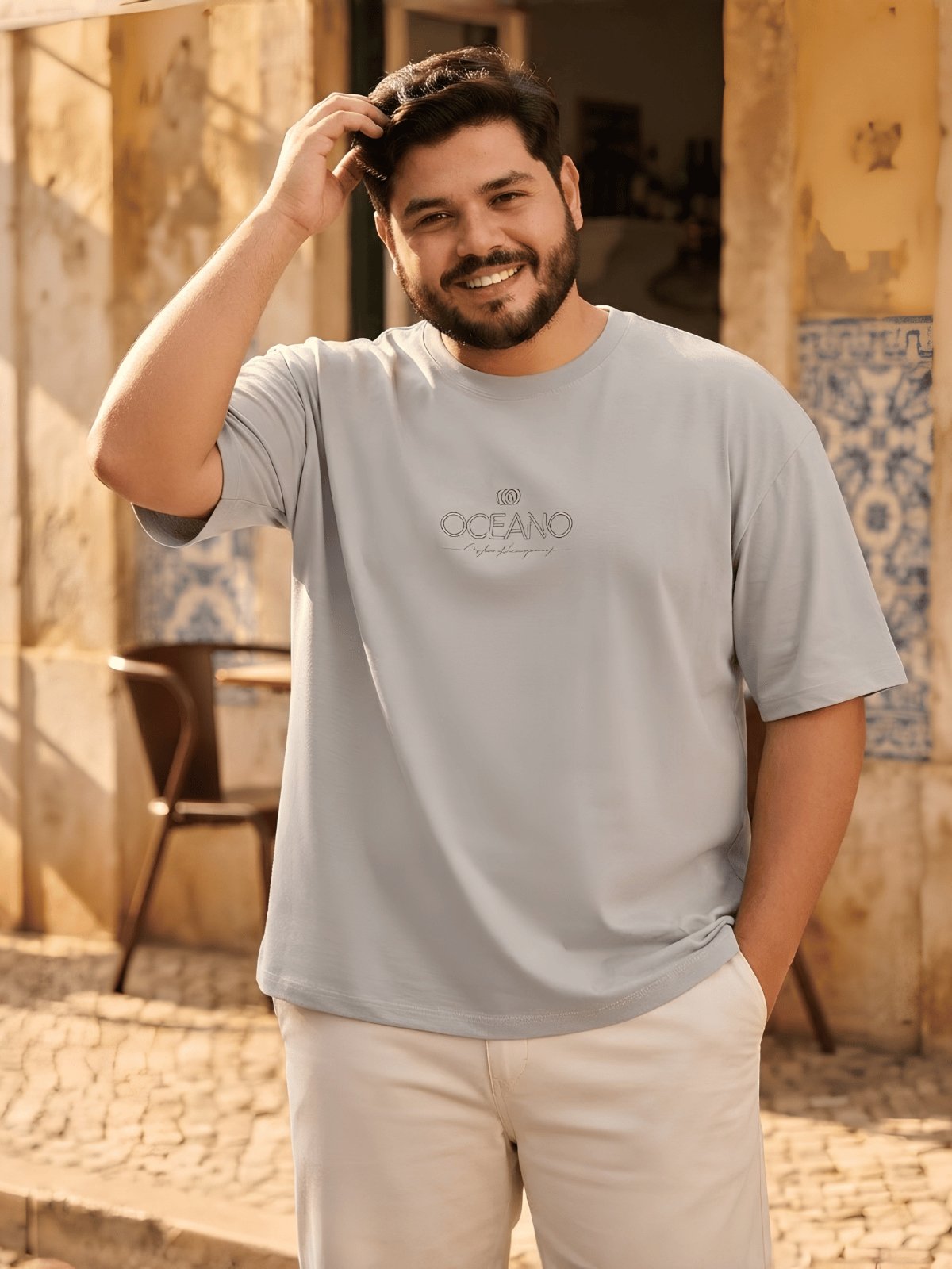 Camiseta Masculina Plus Size Relevo Stays Oceano