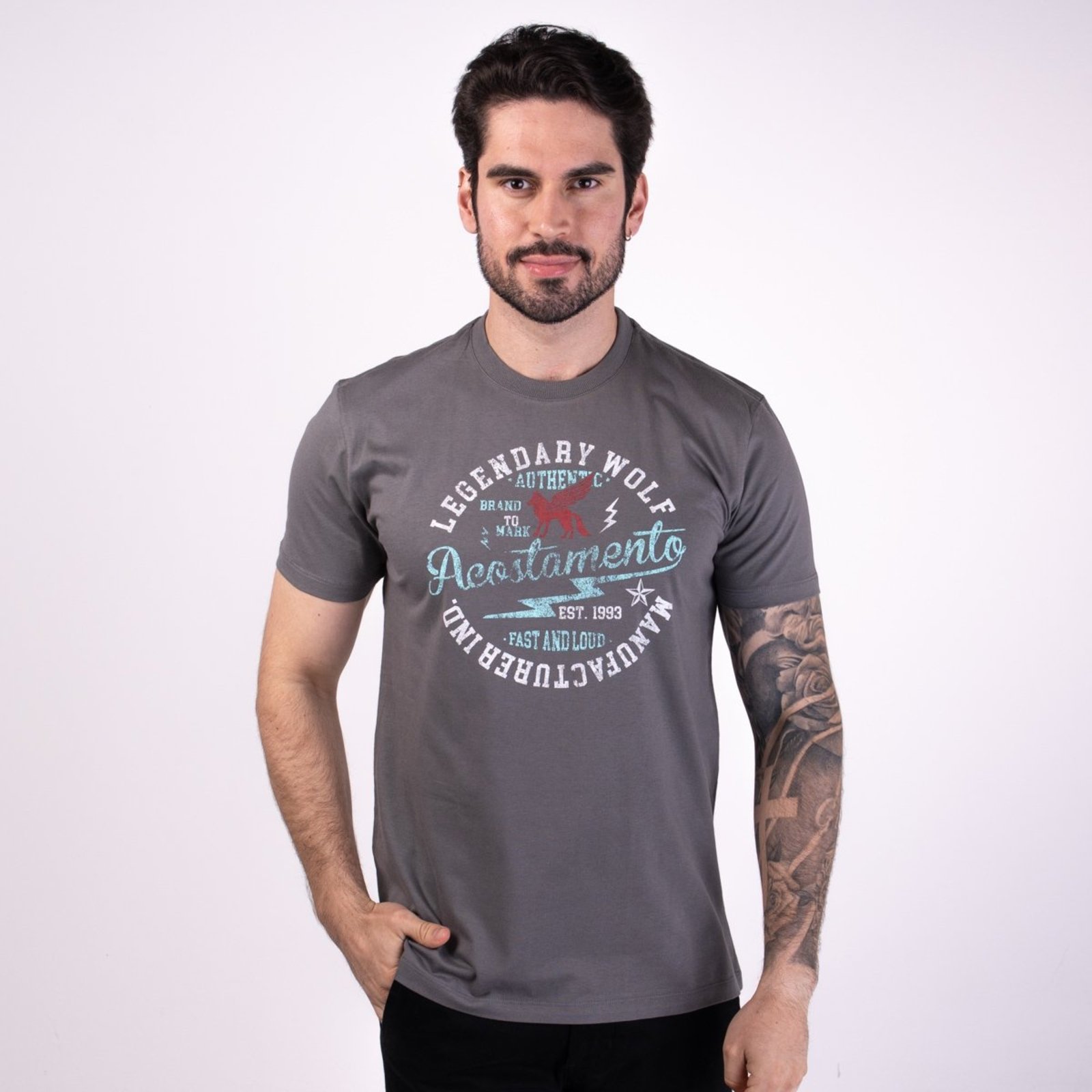 Camiseta Acostamento Legendary Wolf Chumbo