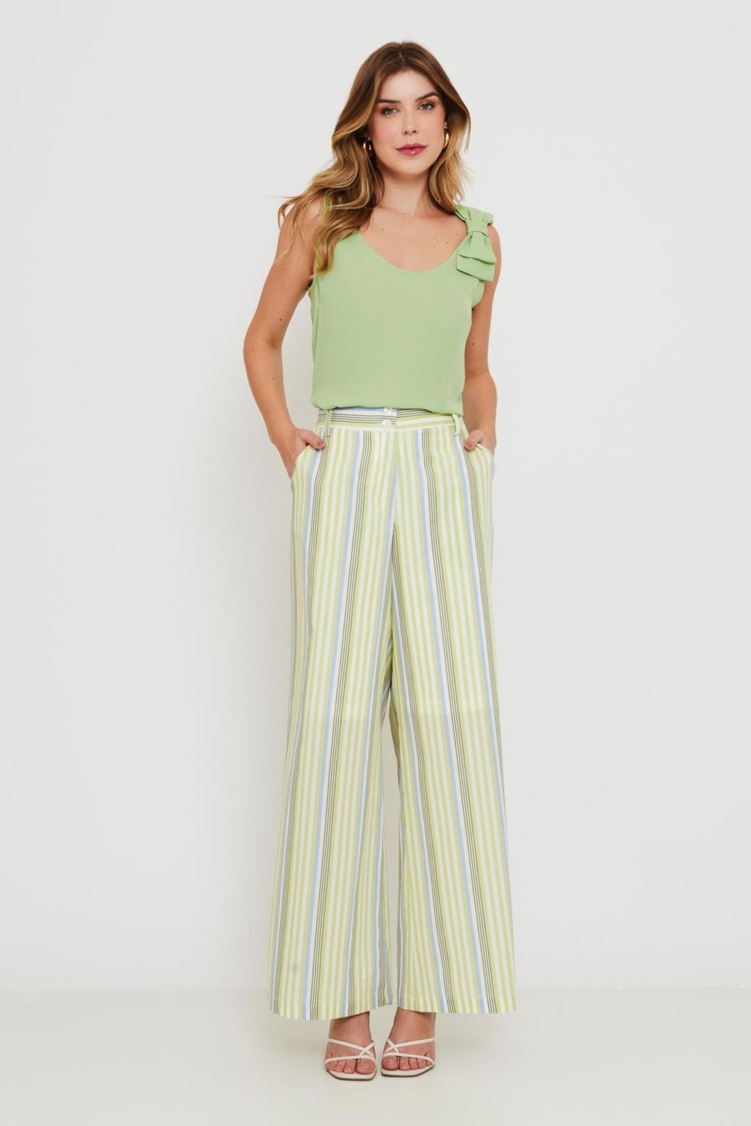 Calça Pantalona Listrada Comfort Unica