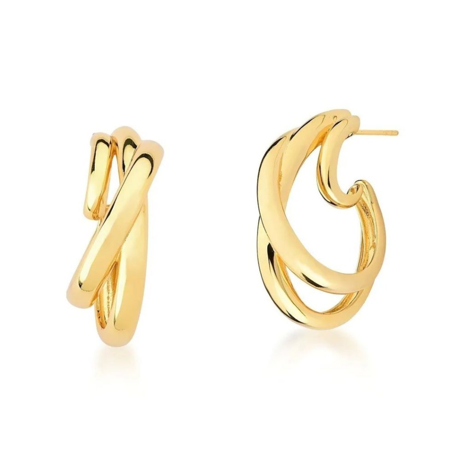 Infantil – Brinco Elos Ovais Entrelaçados Semijoia Banhado a Ouro 18K Ania Store
