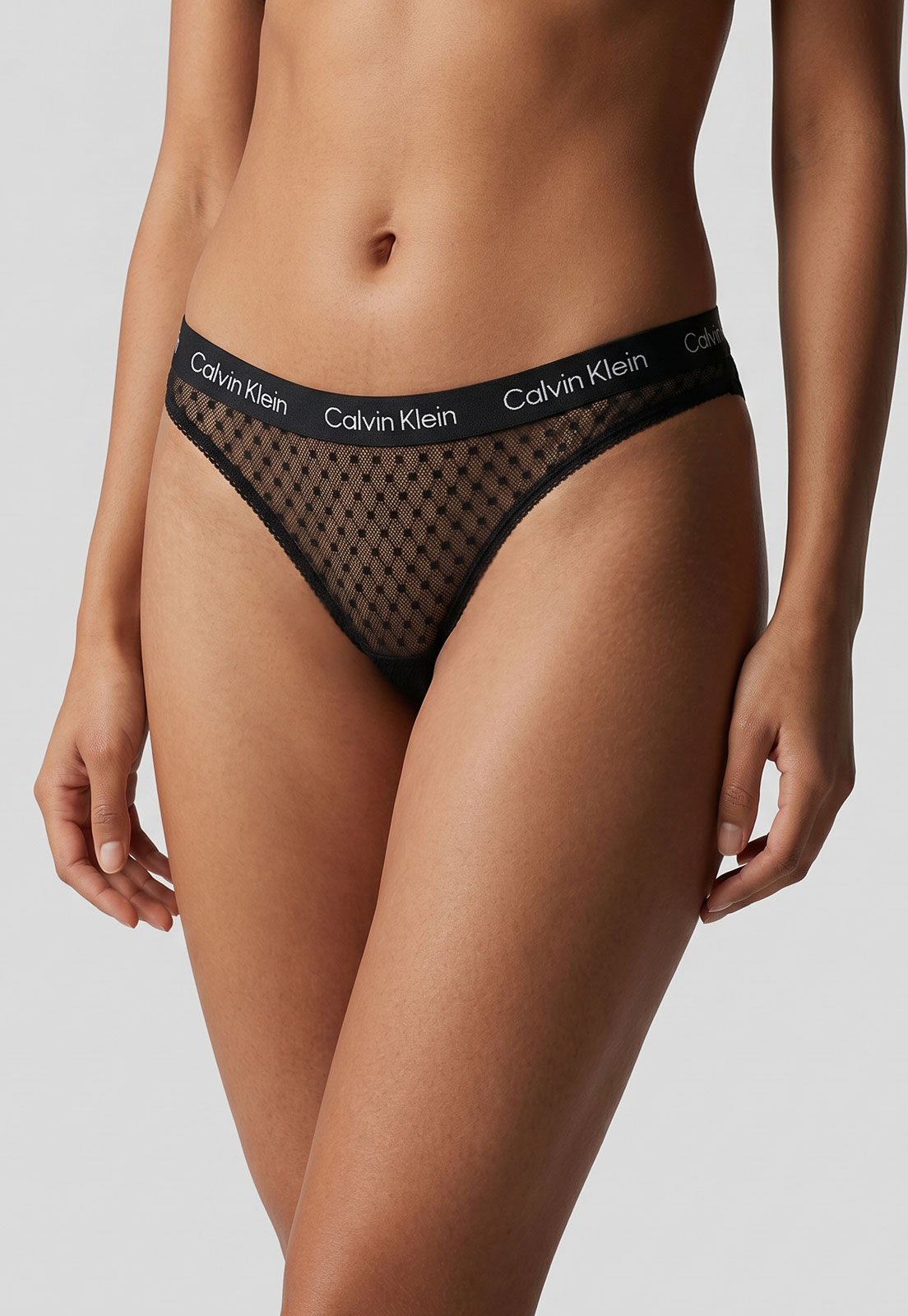 Calcinha Calvin Klein Underwear Fio Dental Tule Preta