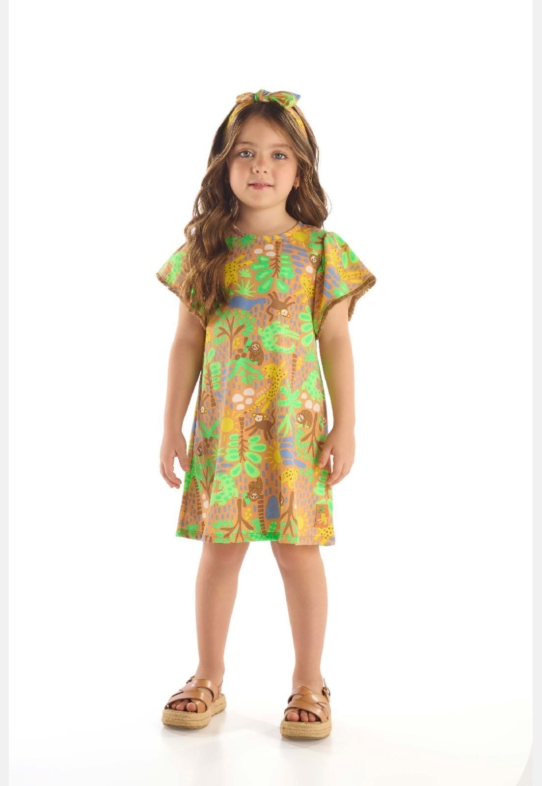 Infantil - Vestido Algodão Manga Evasê Up Baby Marrom