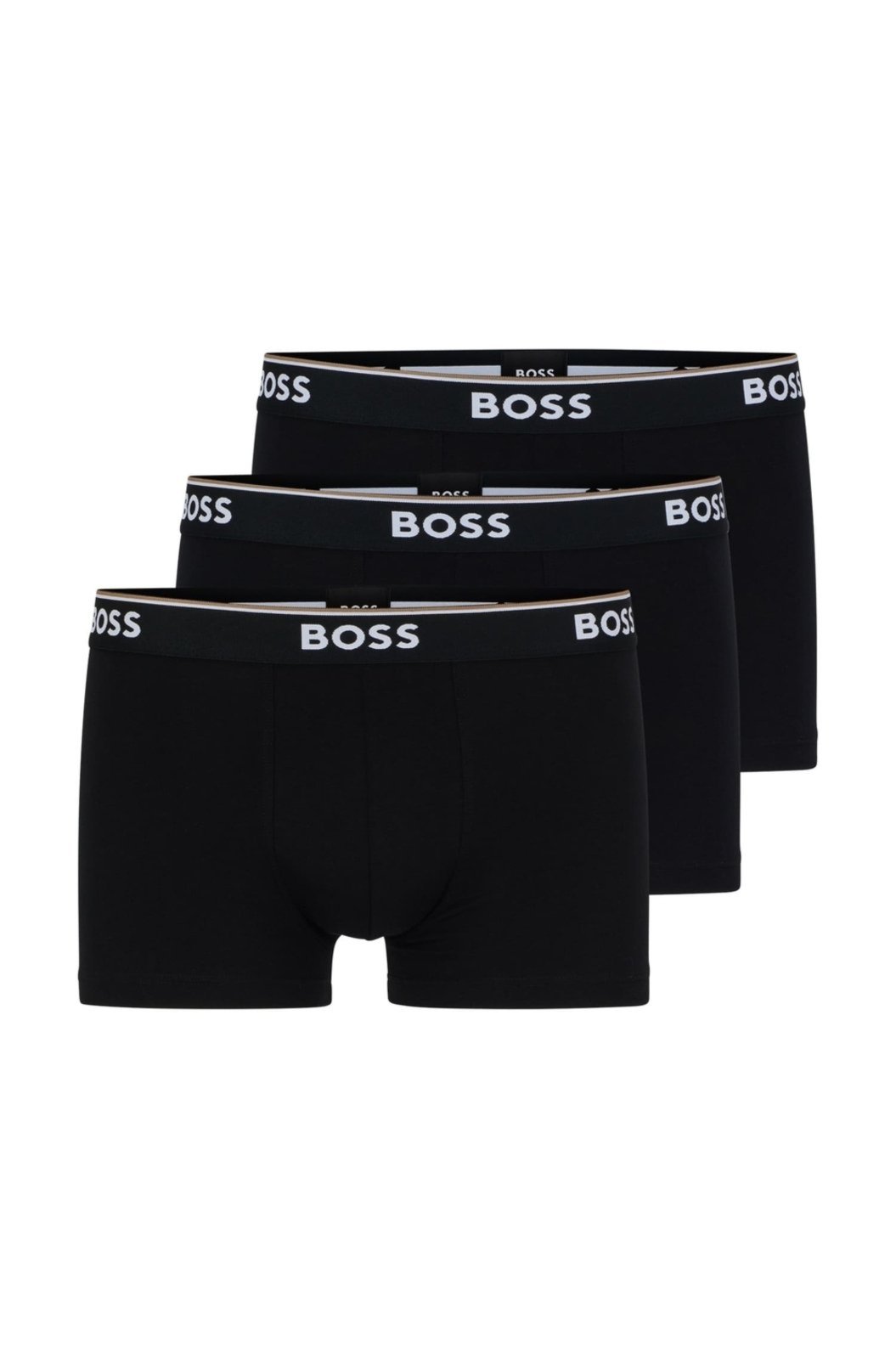 Conjunto De Três Boxers De Algodão Stretch Com Logotipo Na Cintura