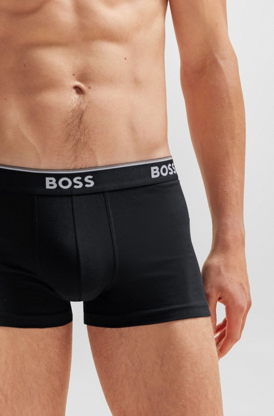 Vista 3 Conjunto De Três Boxers De Algodão Stretch Com Logotipo Na Cintura Boss preto Boss preto