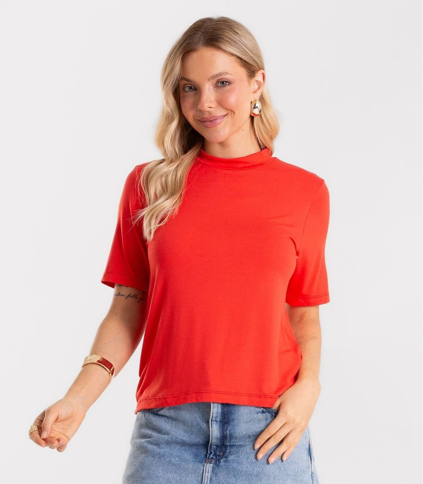 Blusa Feminina Básica em Malha Visco Rovitex Vermelho