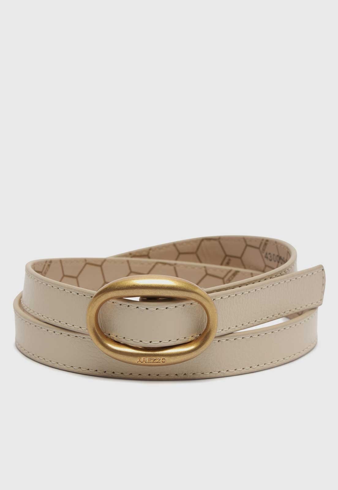 Cinto Feminino Arezzo Couro Bege