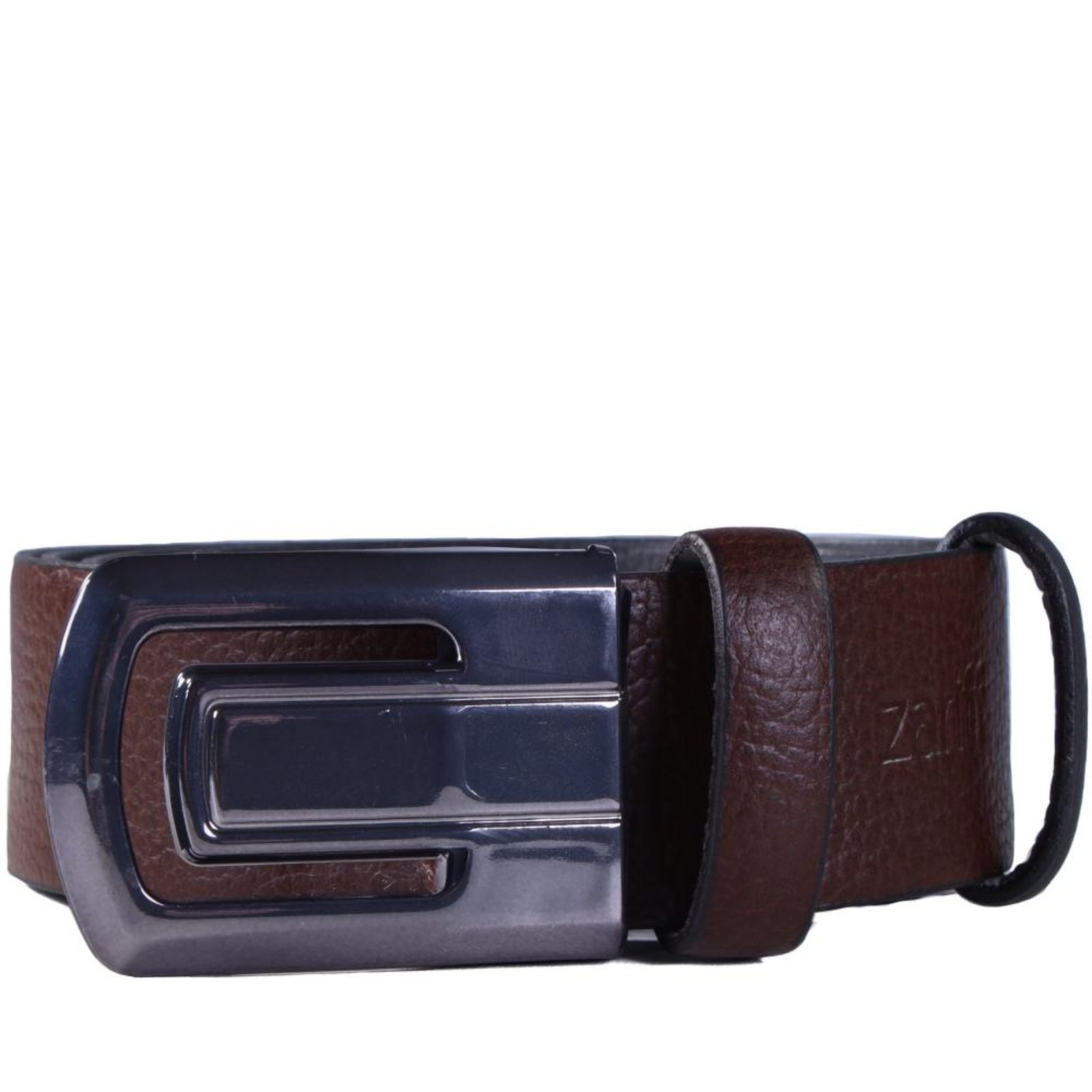 Cinto Masculino Zariff com Fivela Metálica 2070 Marrom Escuro Incolor