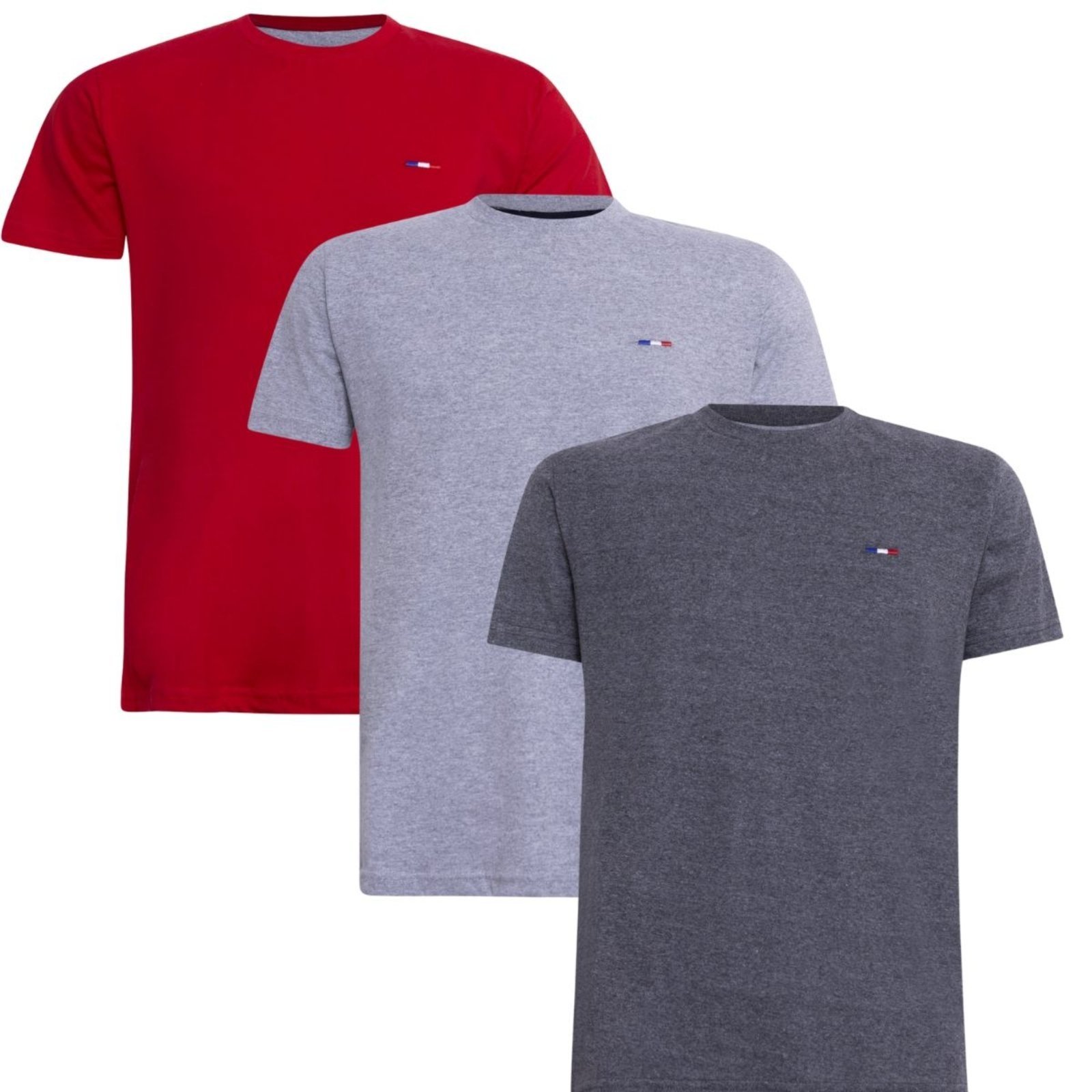 Kit 3 Peças Camisetas Vih Triny Básicas Masculina em Algodão Premium no Estilo Tommy Bordado França