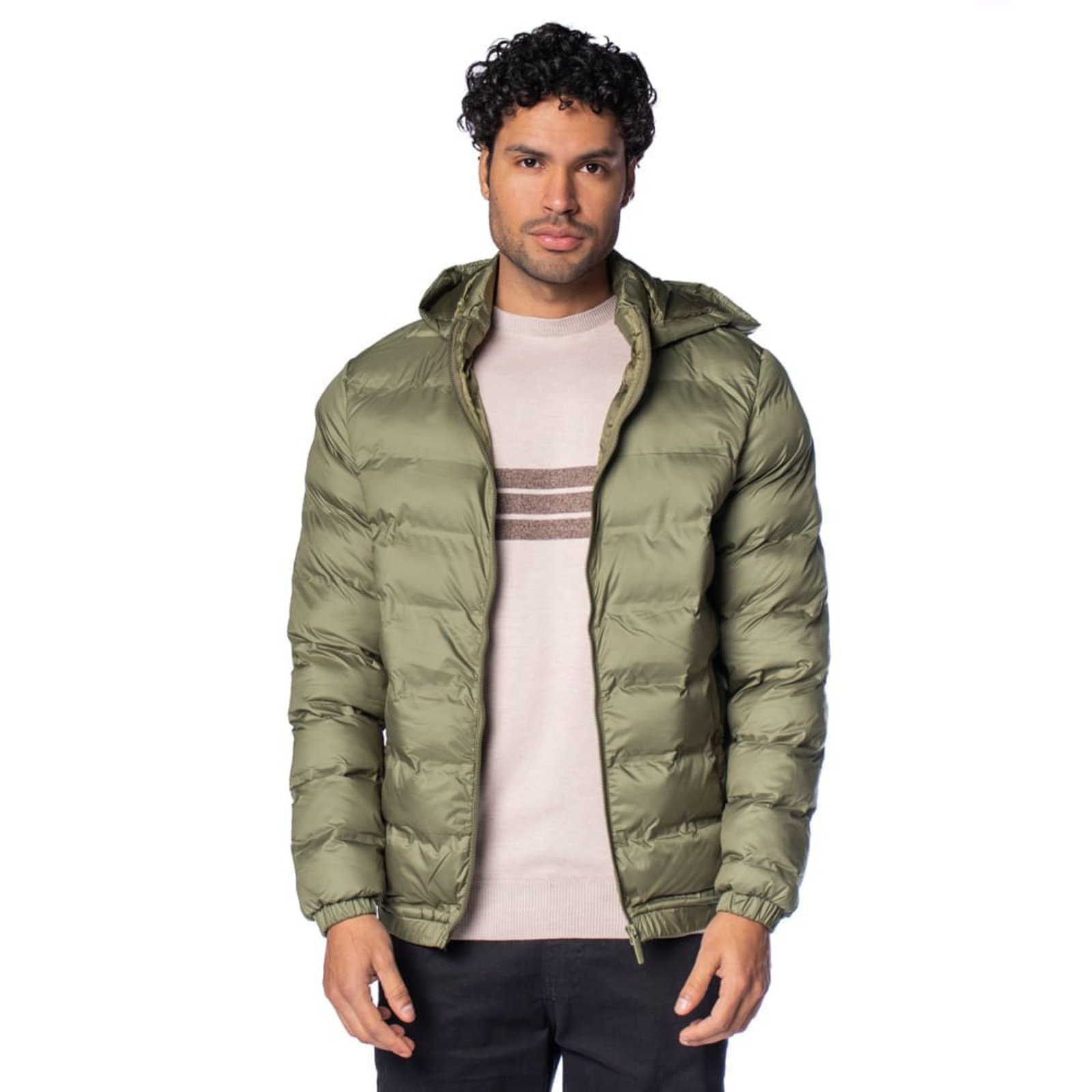 Jaqueta Puffer Masculina Dixie Capuz Removível Verde